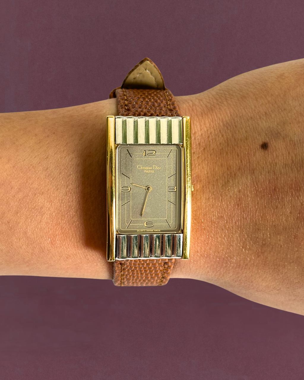 1980s Christian Dior Two-Tone Rectangle Quartz Watch