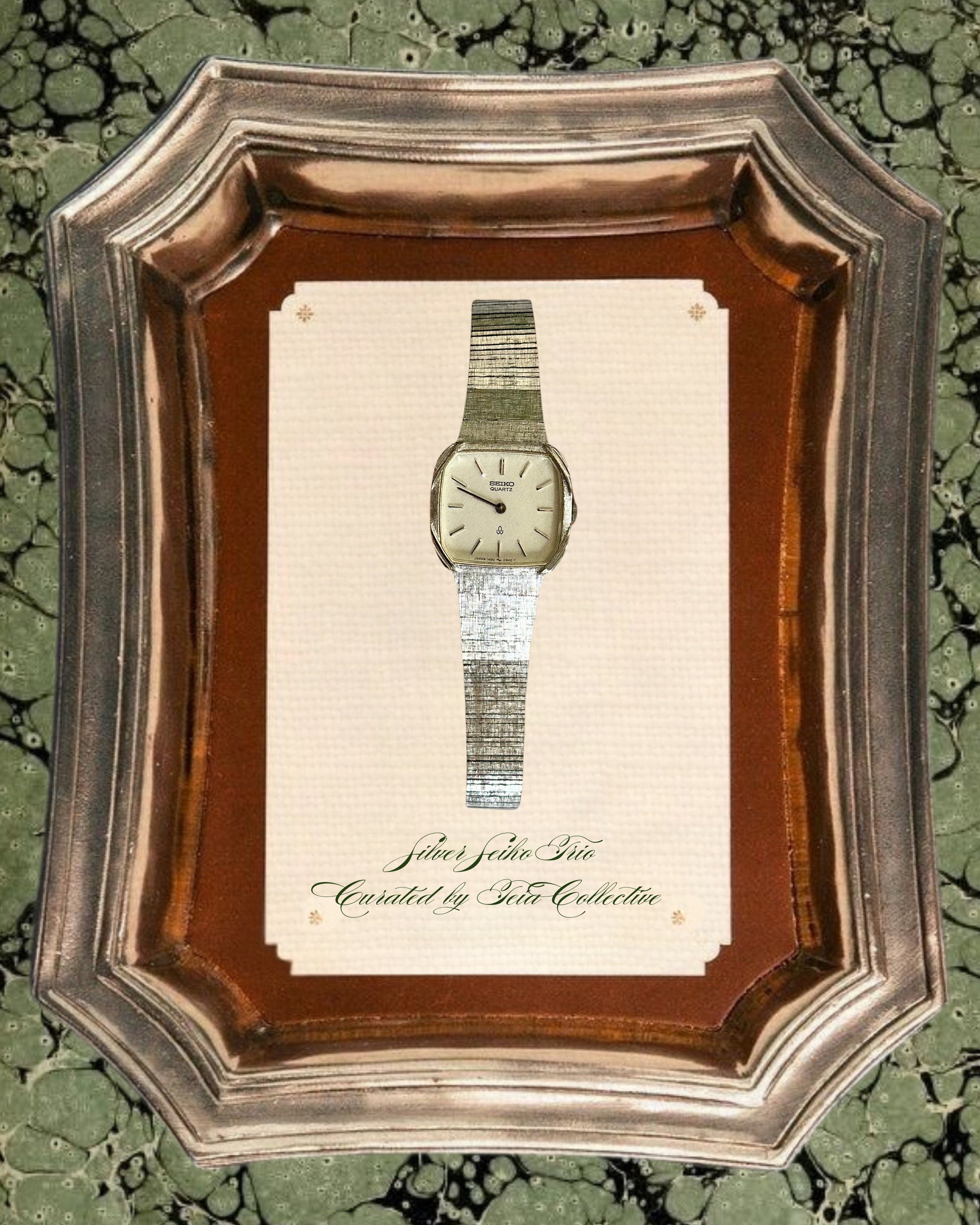 1980s Seiko silver-textured bracelet quartz watch