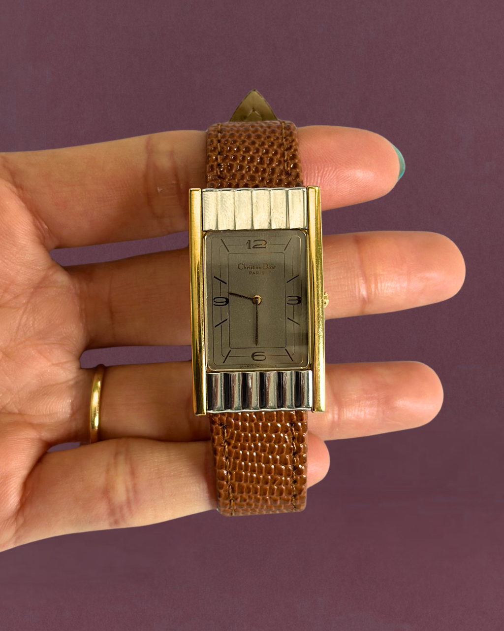 1980s Christian Dior Two-Tone Rectangle Quartz Watch