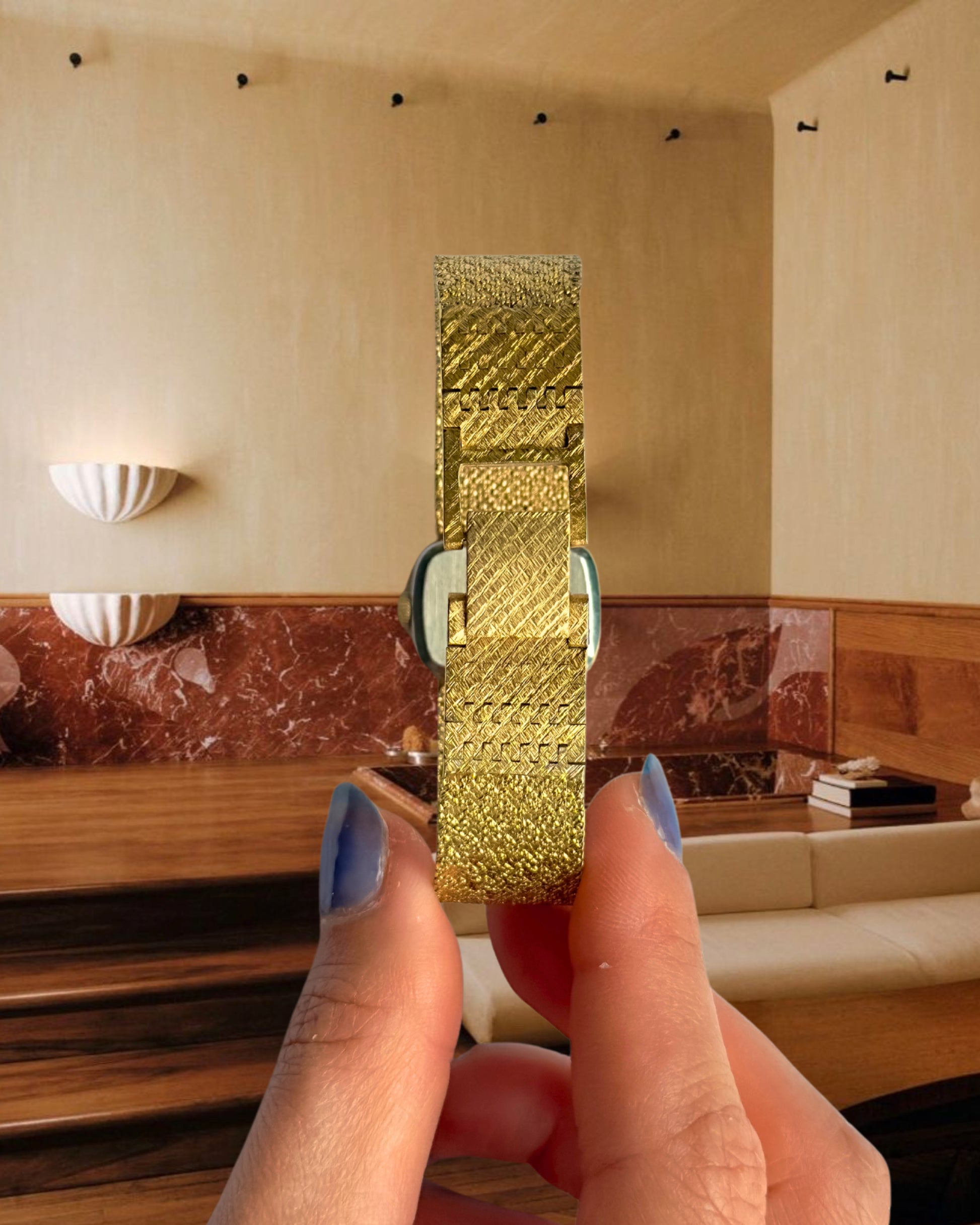 1970s Rotary Gold-Plated Mesh-Style Mechanical Watch