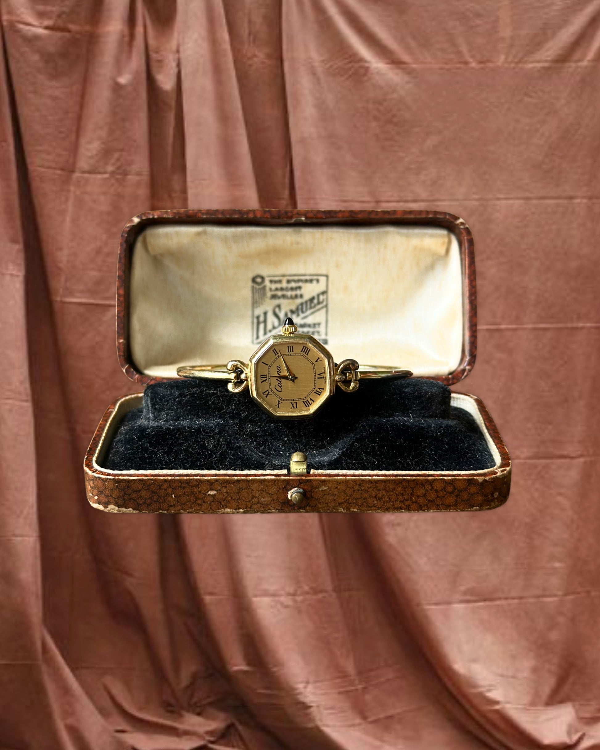 1970s Catena Octagon Gold-Plated Bangle Mechanical Watch