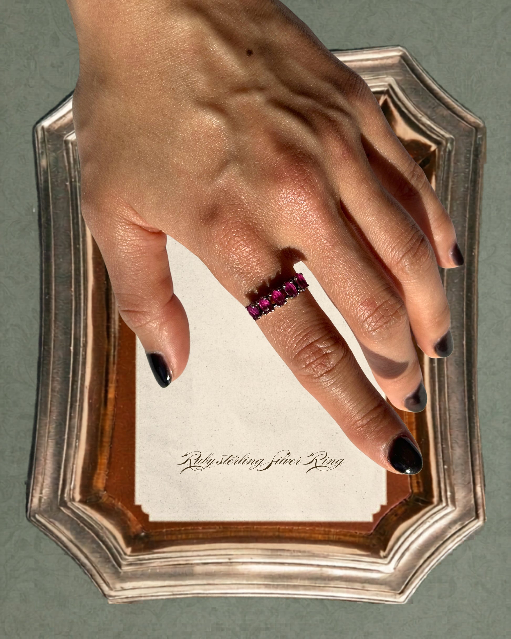 Ruby sterling silver ring