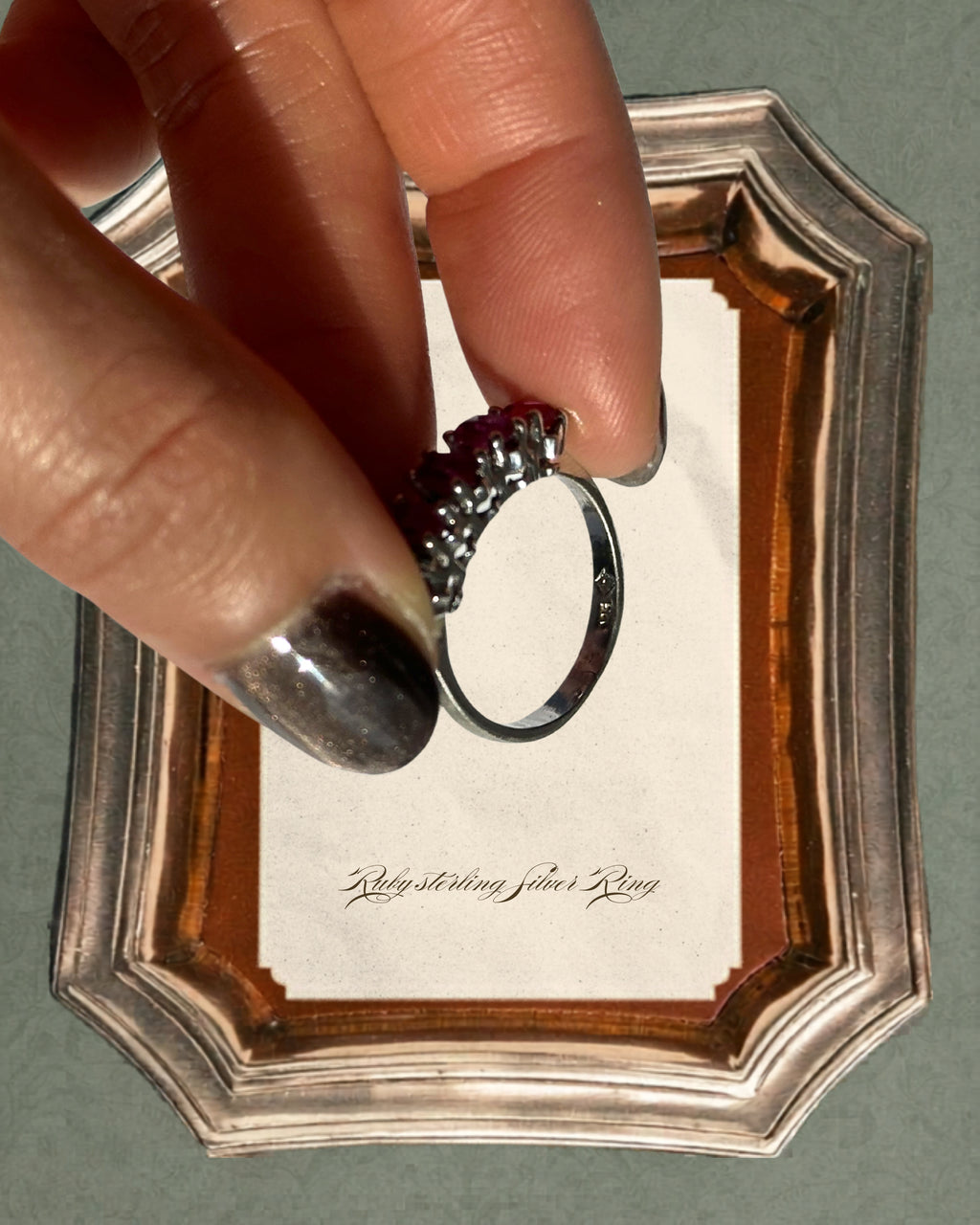 Ruby sterling silver ring