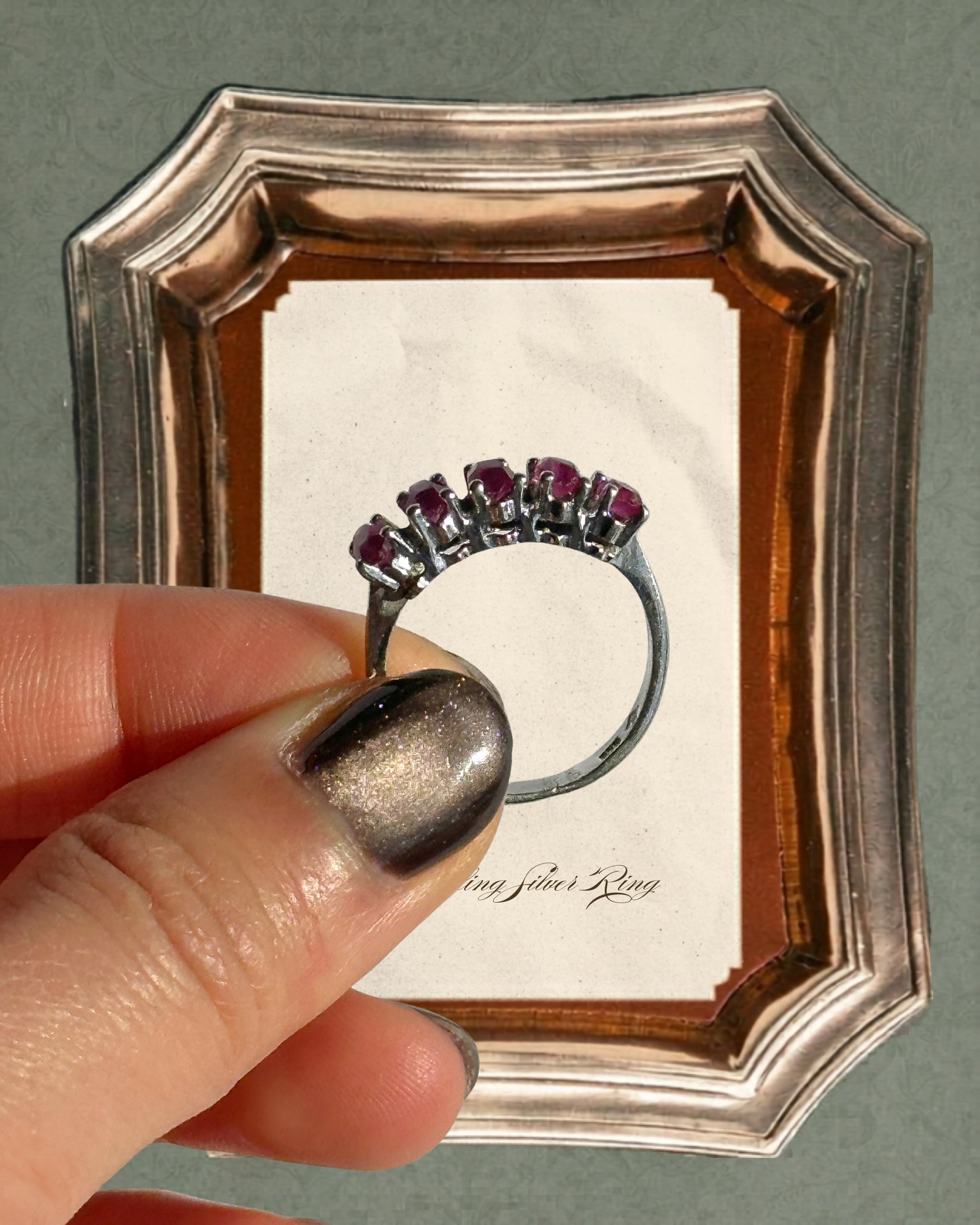 Ruby sterling silver ring