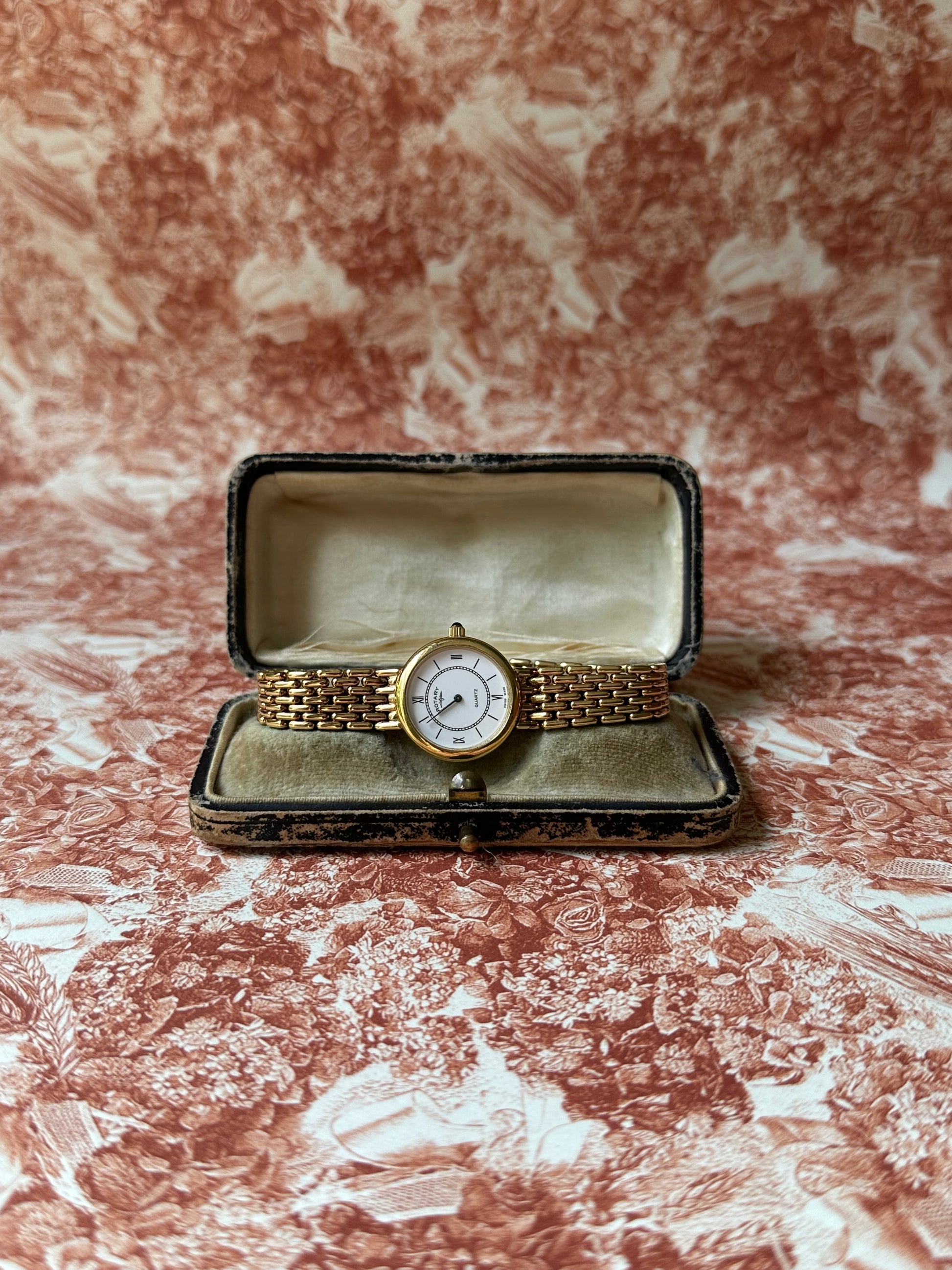 1980s Rotary gold-plated round quartz watch