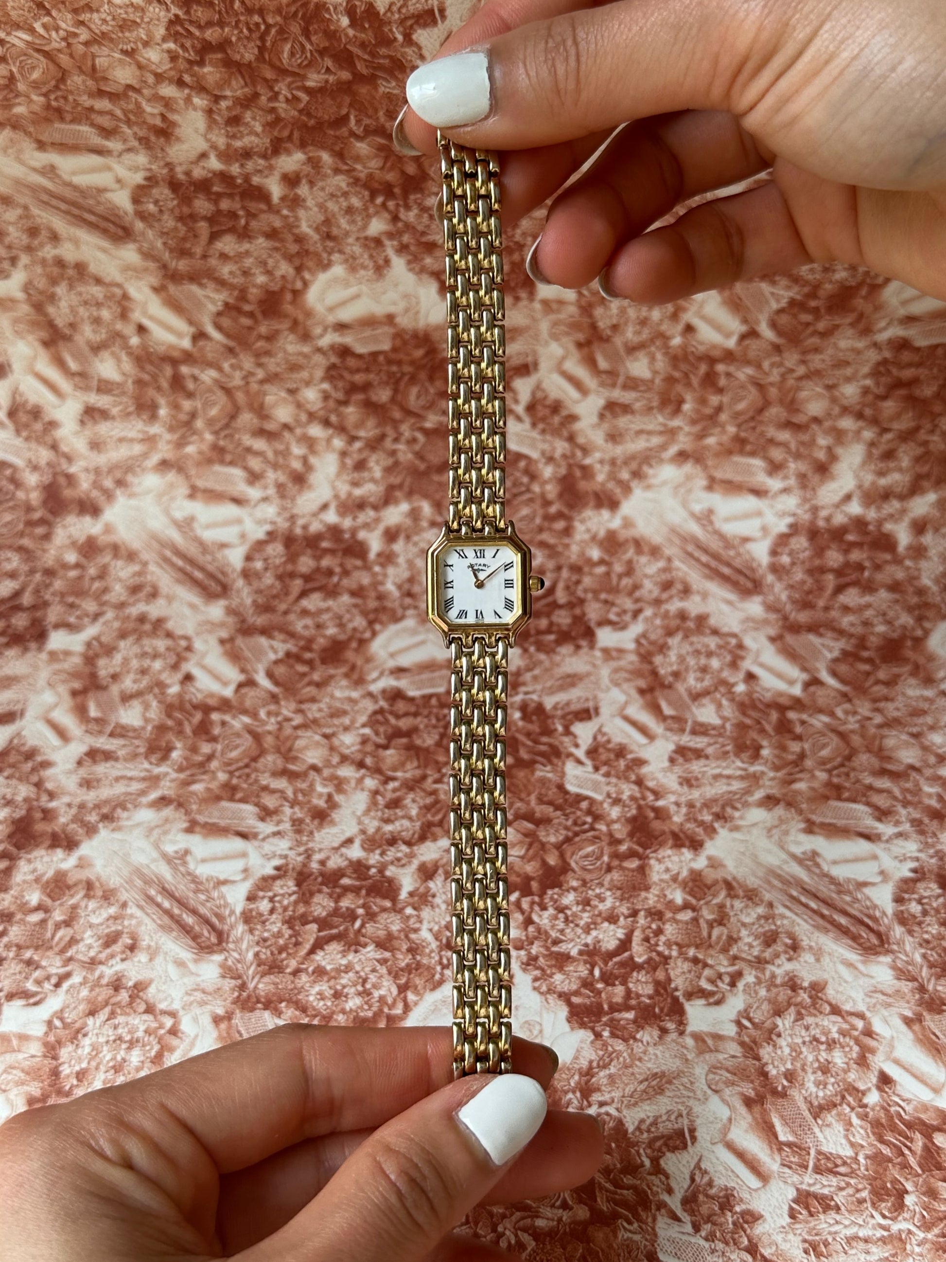 1980s Rotary octagon gold-plated quartz watch