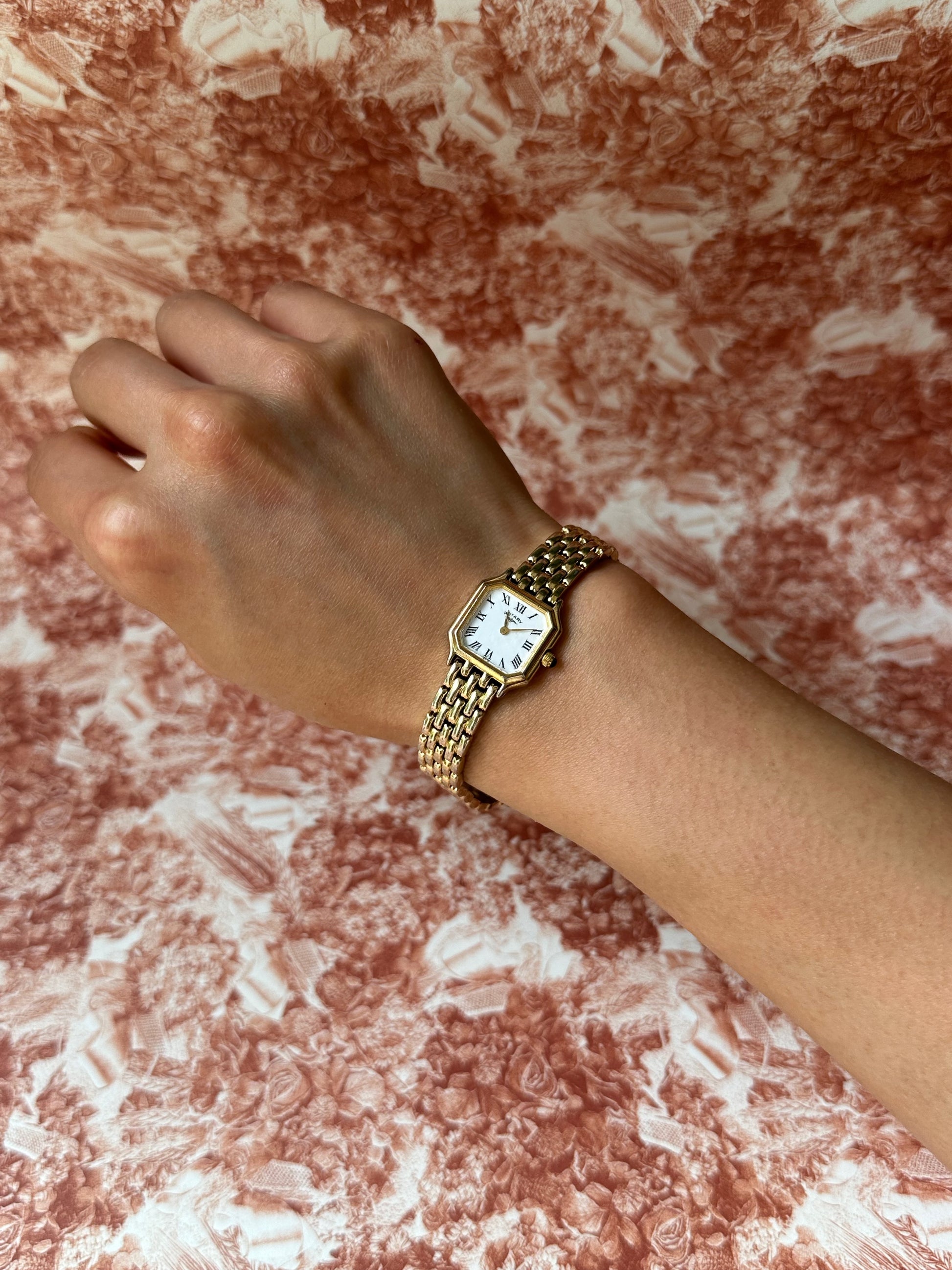 1980s Rotary octagon gold-plated quartz watch