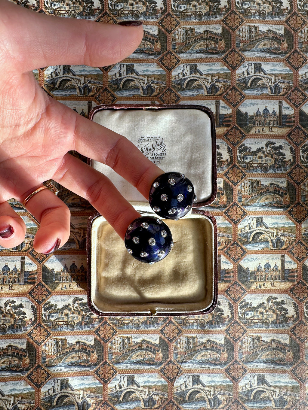 Midnight Stars navy clip-on earrings