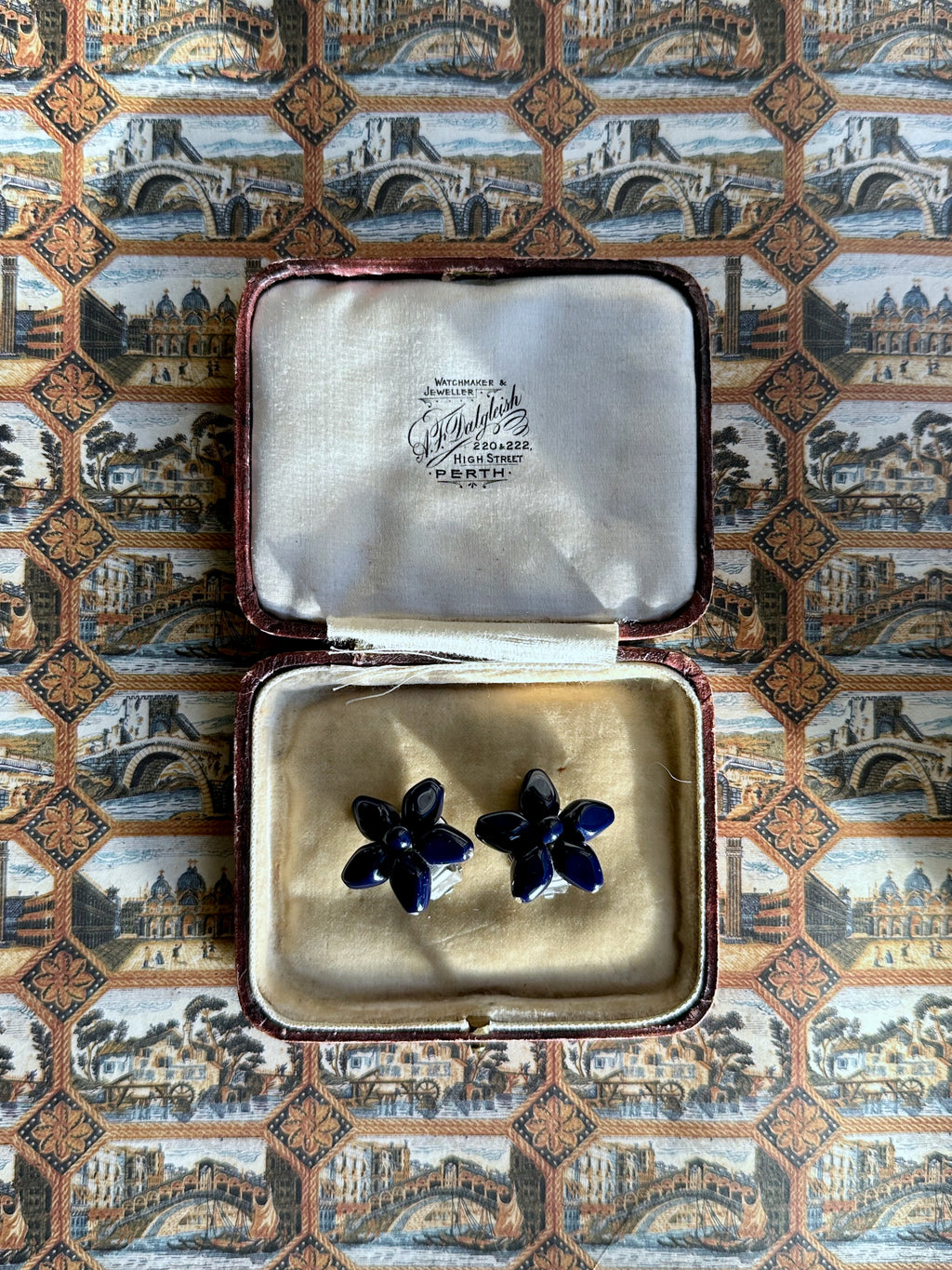 Bellflower blue plastic clip-on earrings