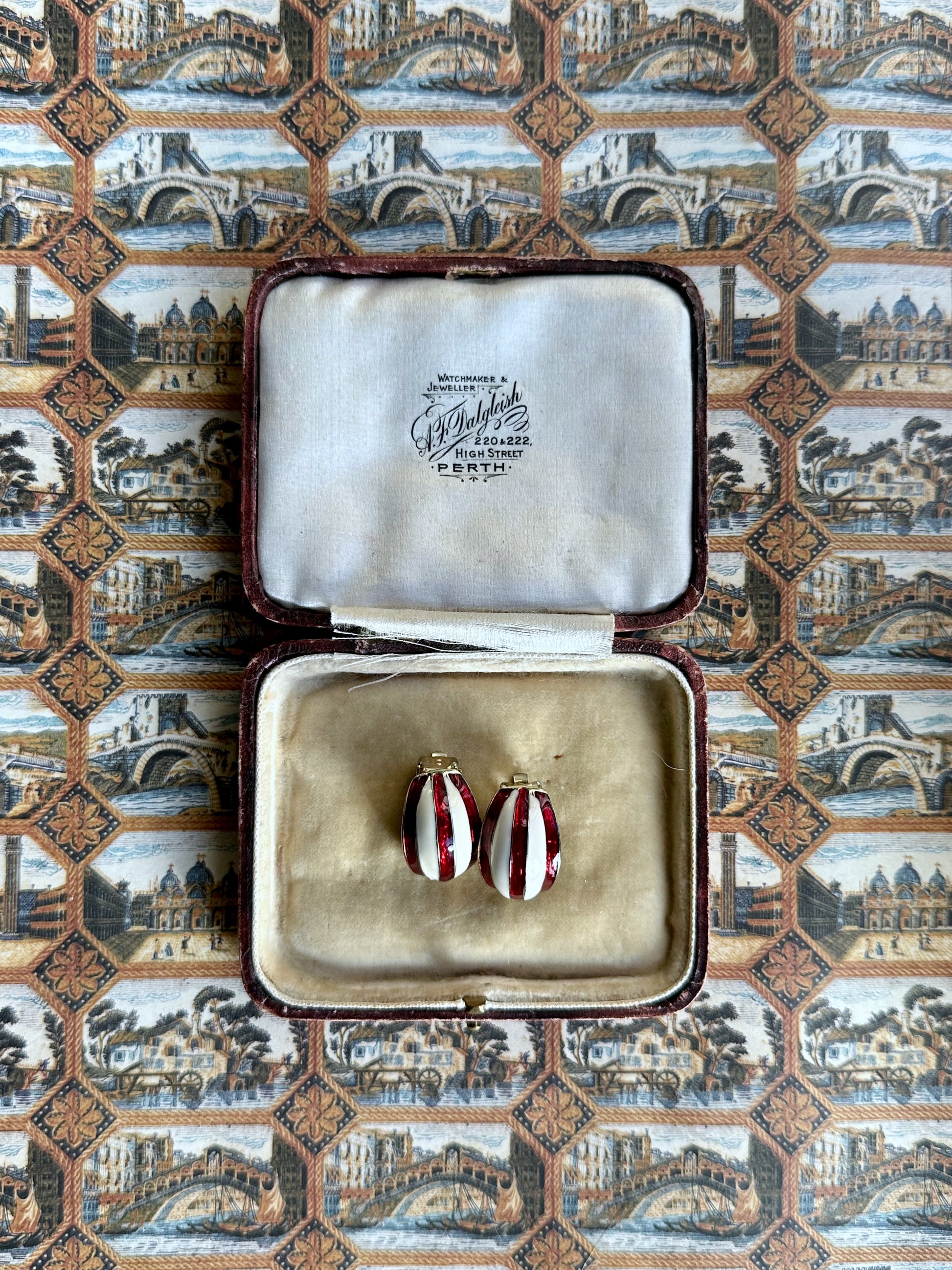 Candy Cane half-hoop clip-on earrings