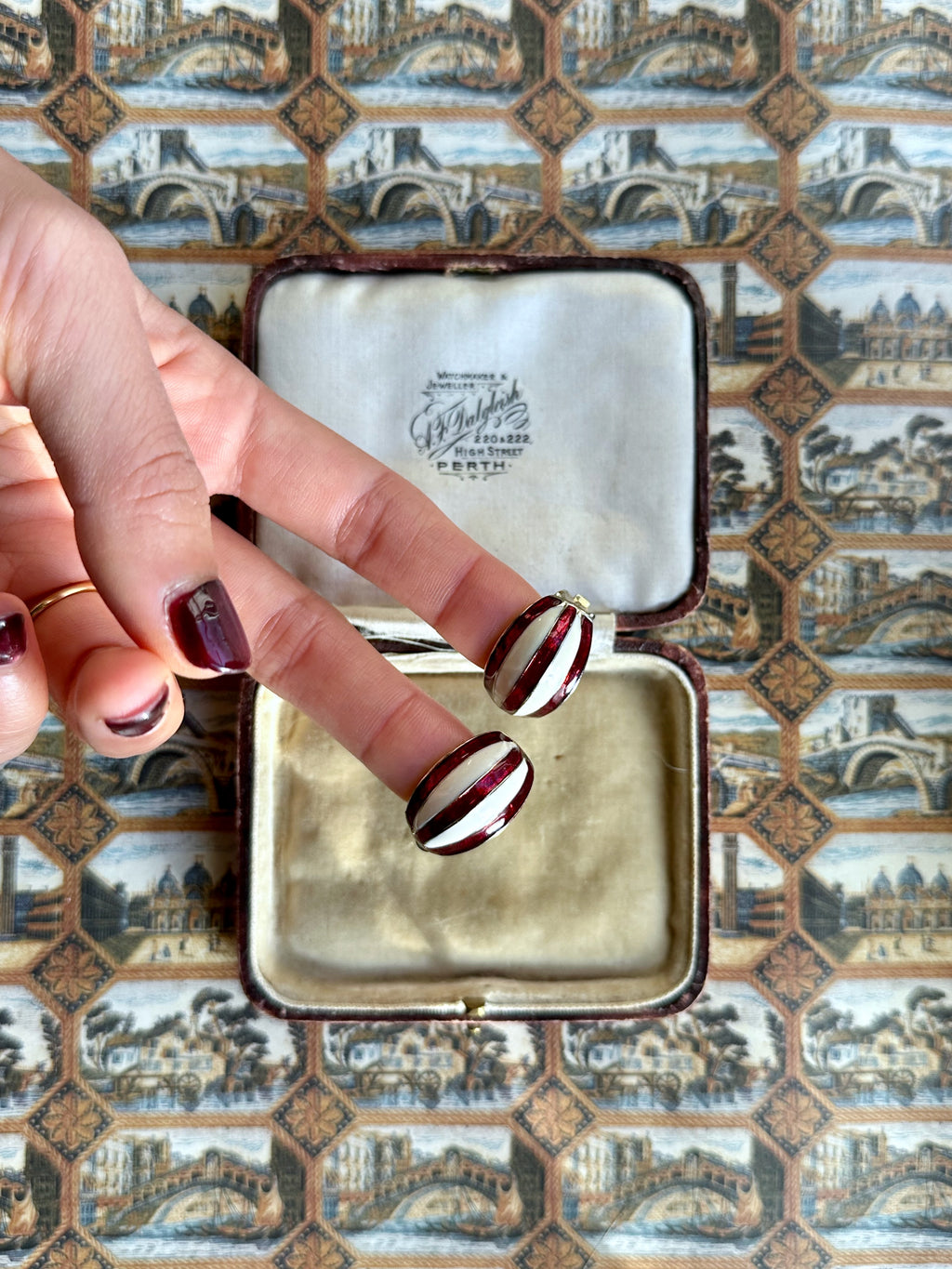 Candy Cane half-hoop clip-on earrings