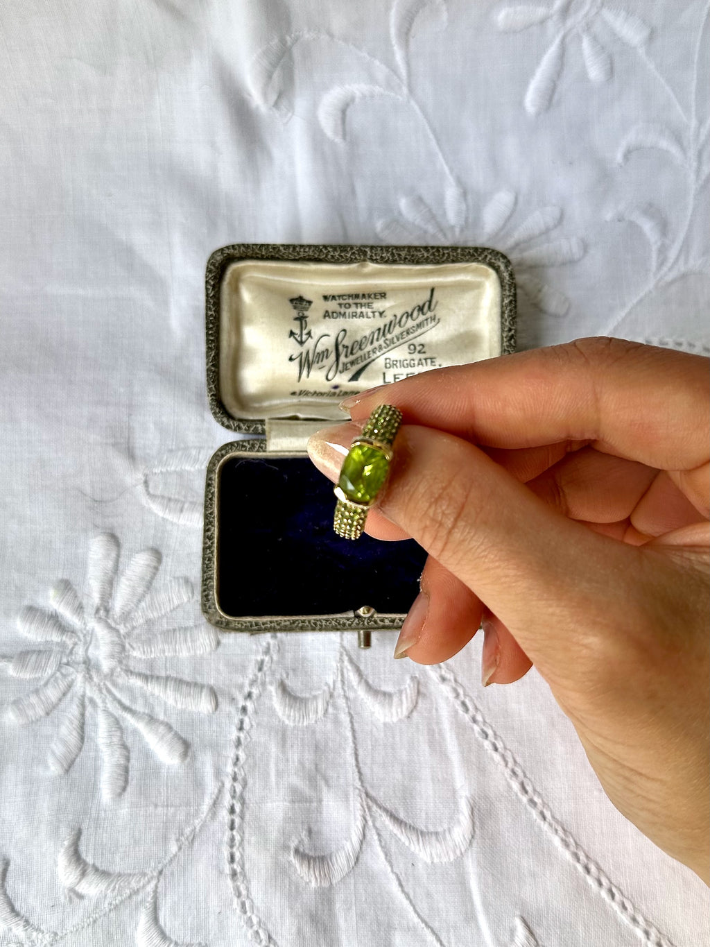 1980s oval and pave peridot gold-plated silver ring
