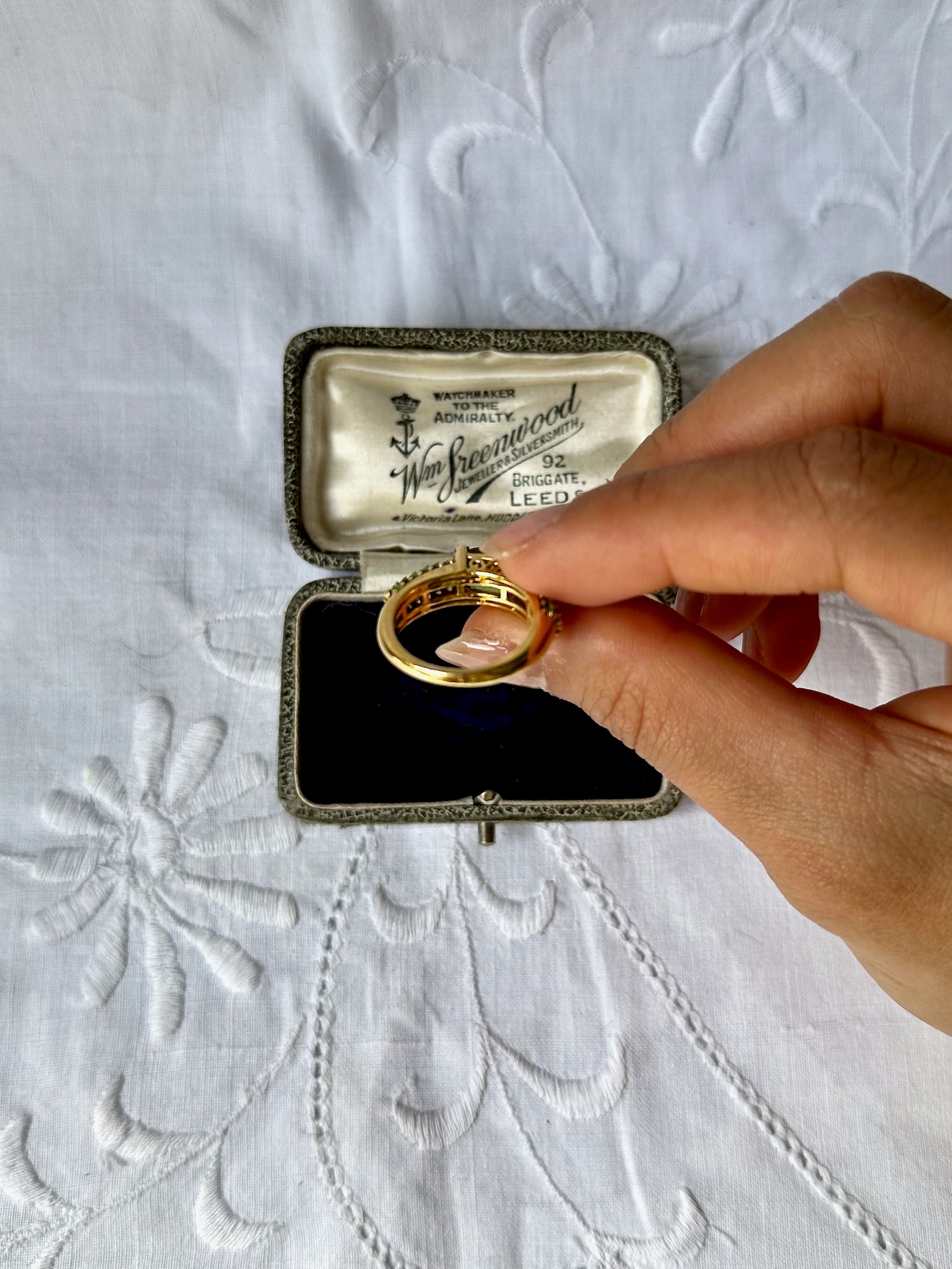 1980s oval and pave peridot gold-plated silver ring