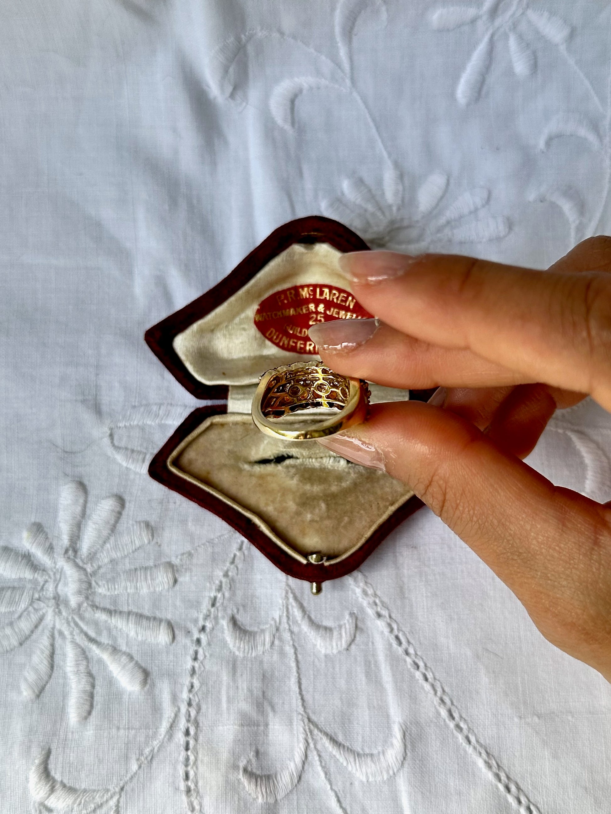 1990s Spessartite Garnet Pavé Gold-Plated Silver ring