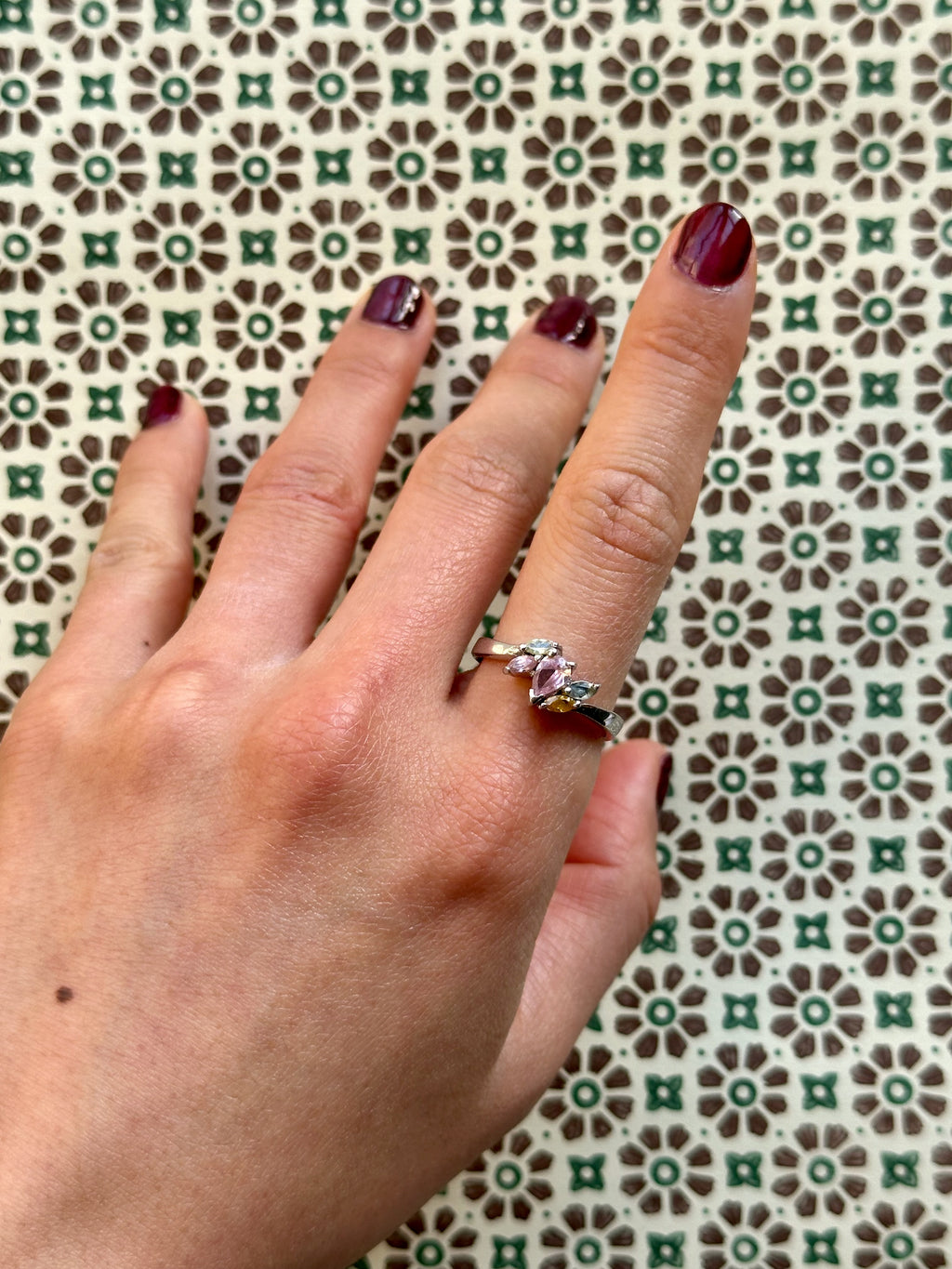 Delight mixed-quartz silver tone ring