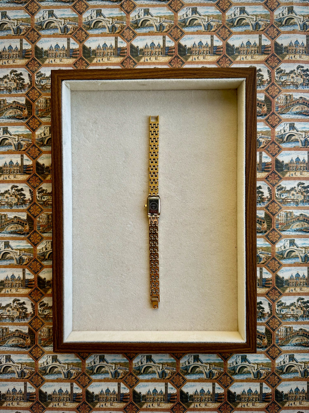1980s Rotary Rectangle Gold-Plated Quartz Watch