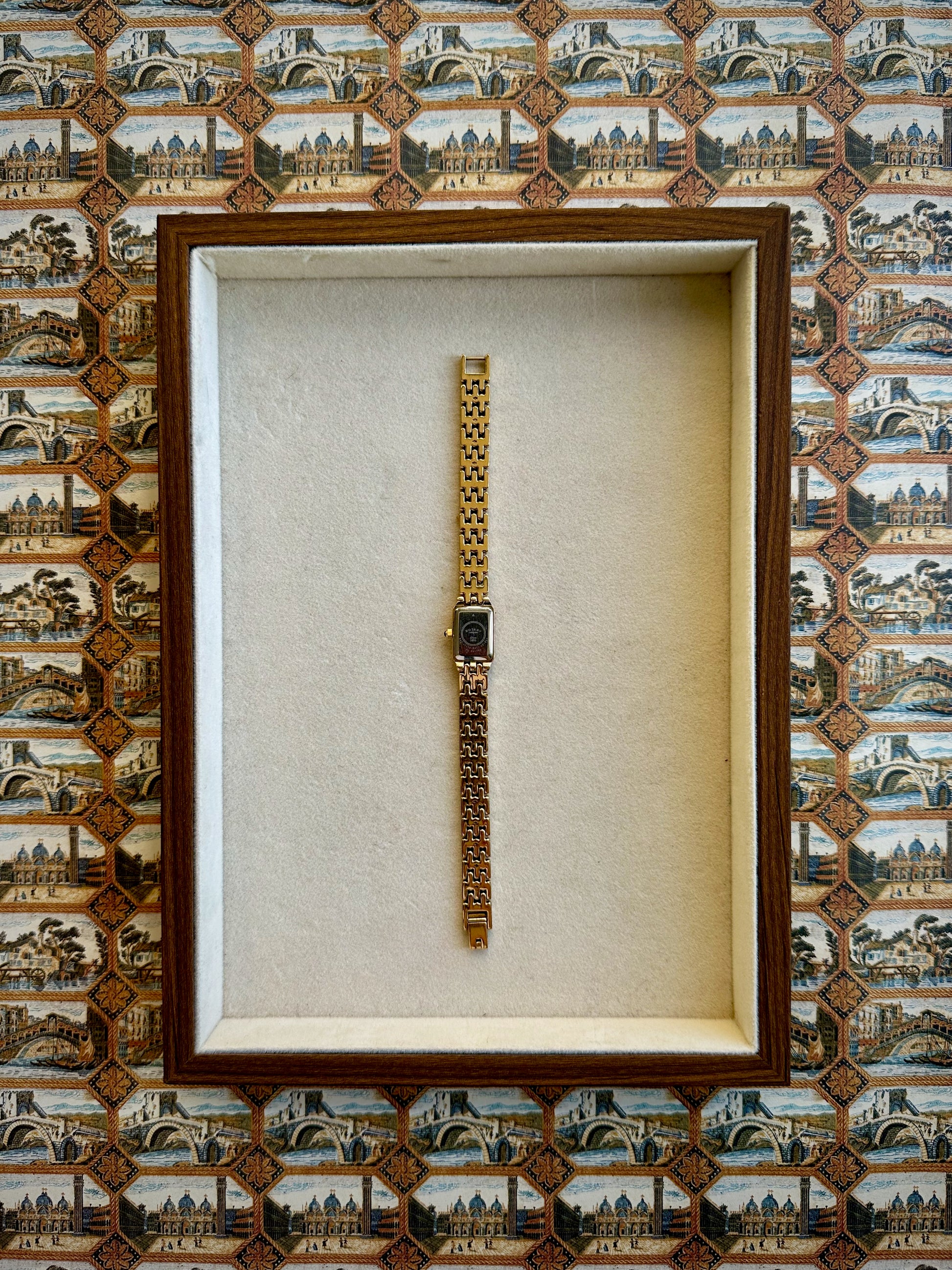 1980s Rotary Rectangle Gold-Plated Quartz Watch