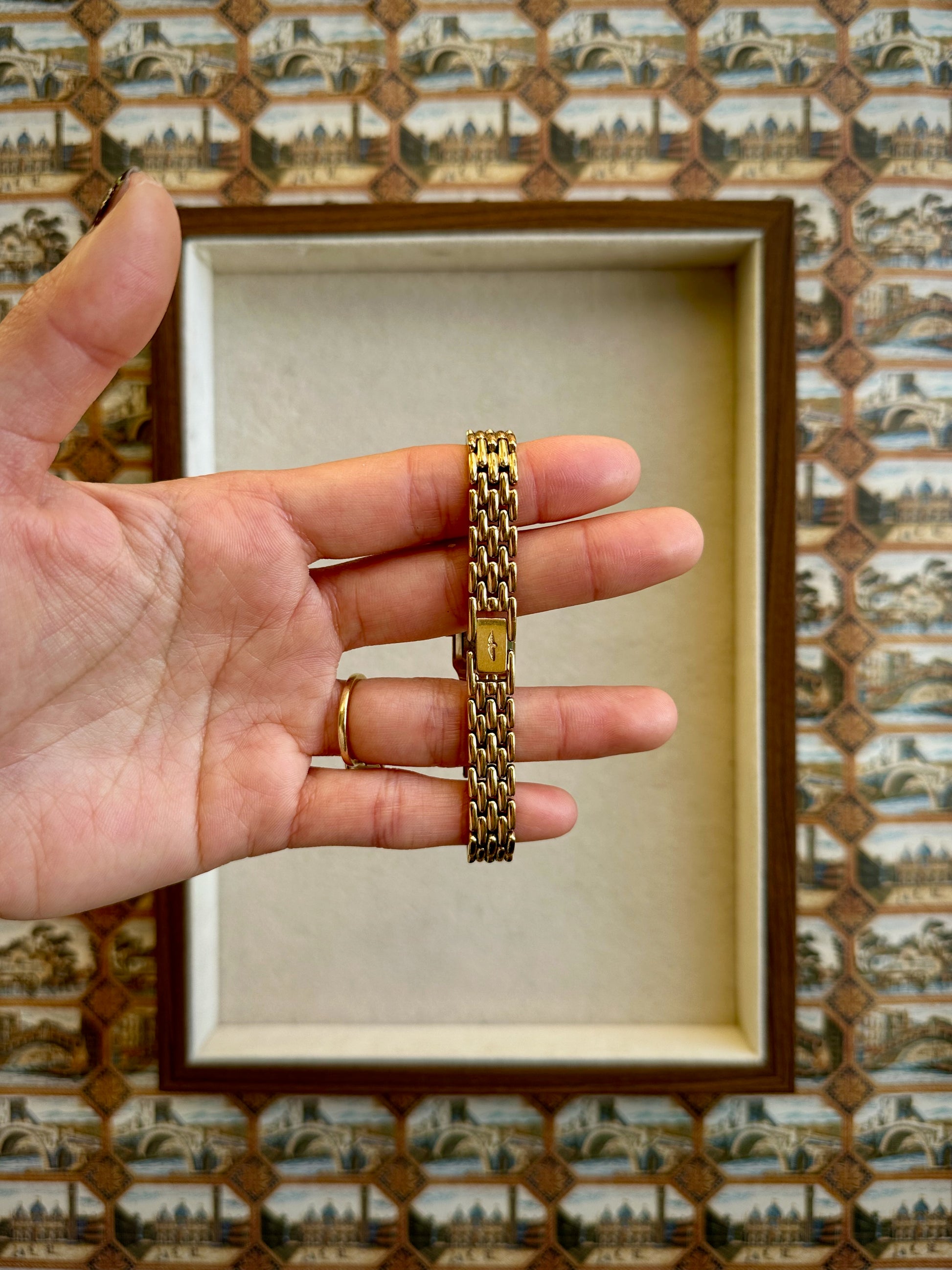 1980s Rotary Rectangle Gold-Plated Quartz Watch