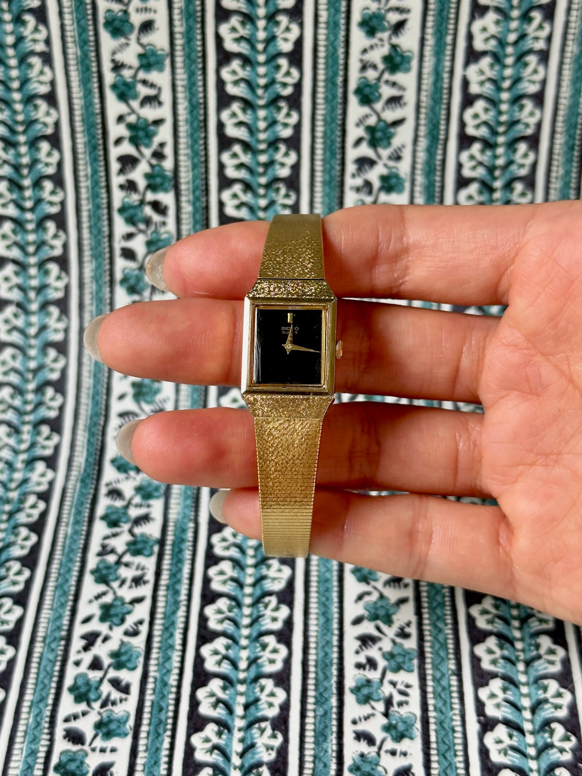 1980s Seiko Black Dial Gold-Tone Quartz Watch