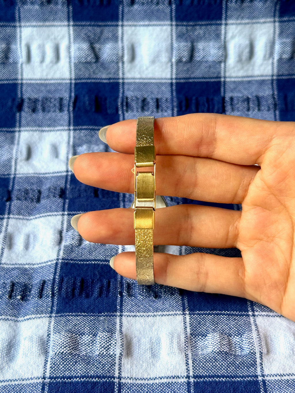1980s Pulsar Black Dial Patterned Gold-Plated Quartz Watch
