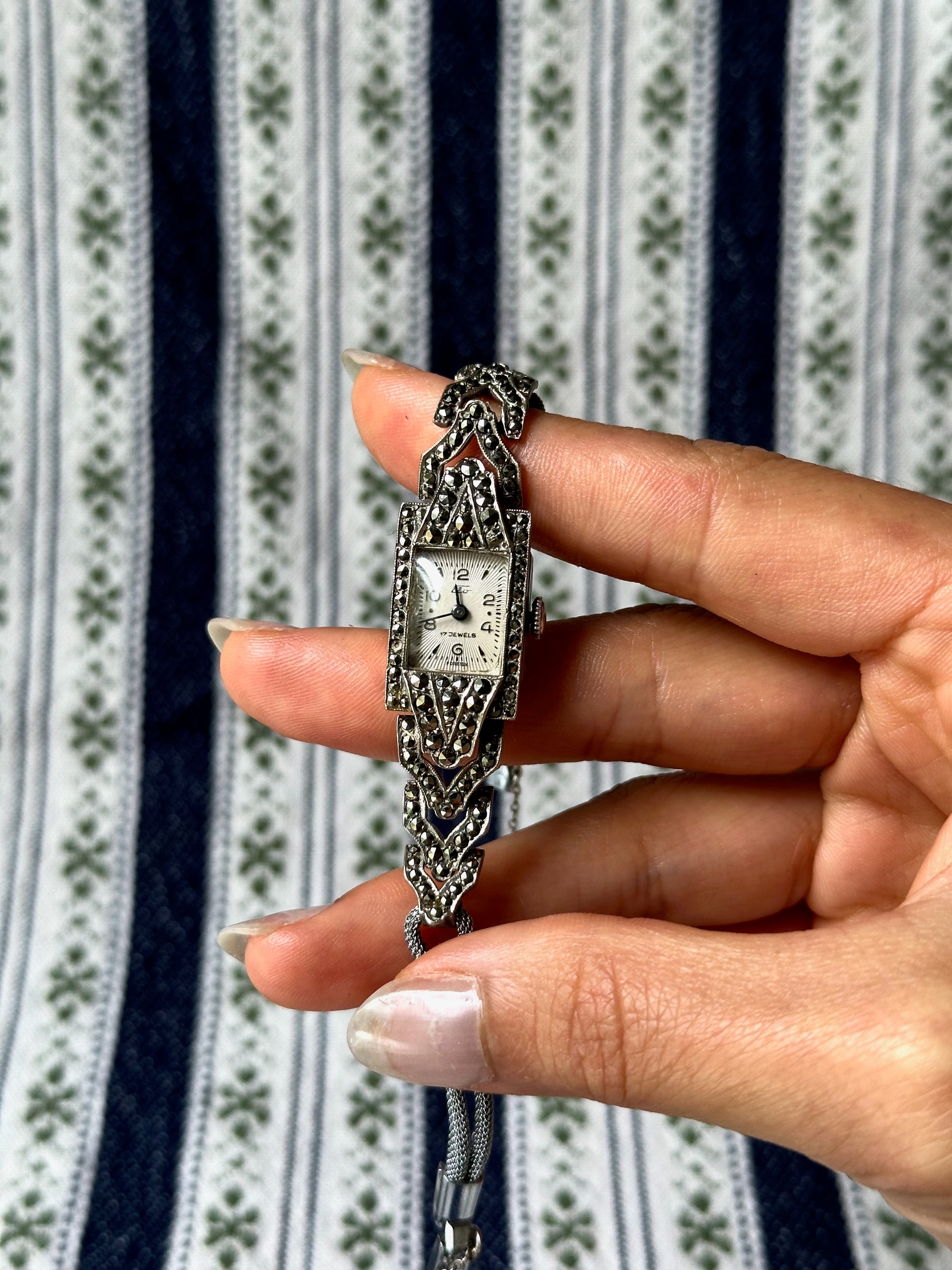 1950s Elo 17 Jewels Marcasite Mechanical Watch