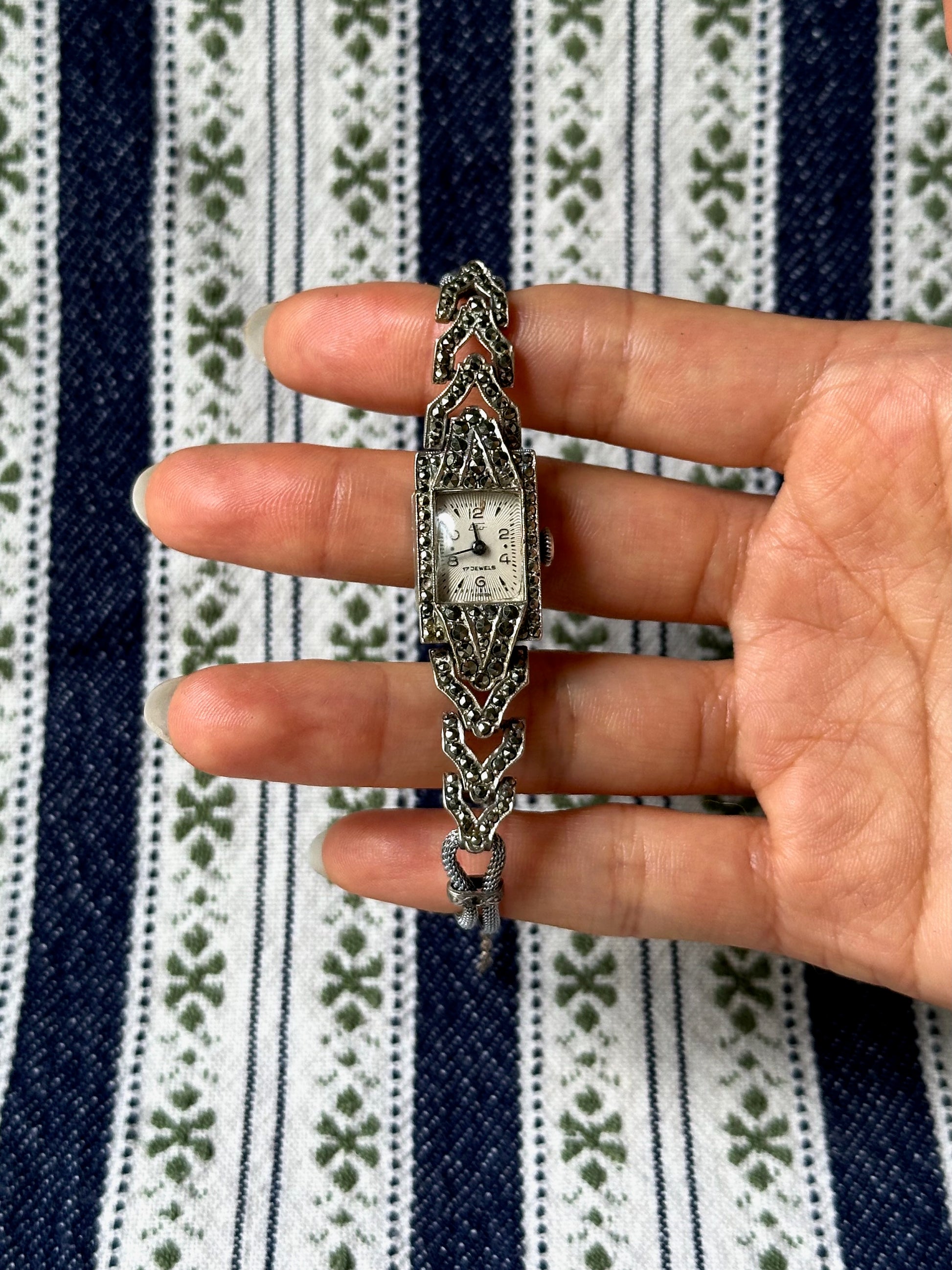 1950s Elo 17 Jewels Marcasite Mechanical Watch