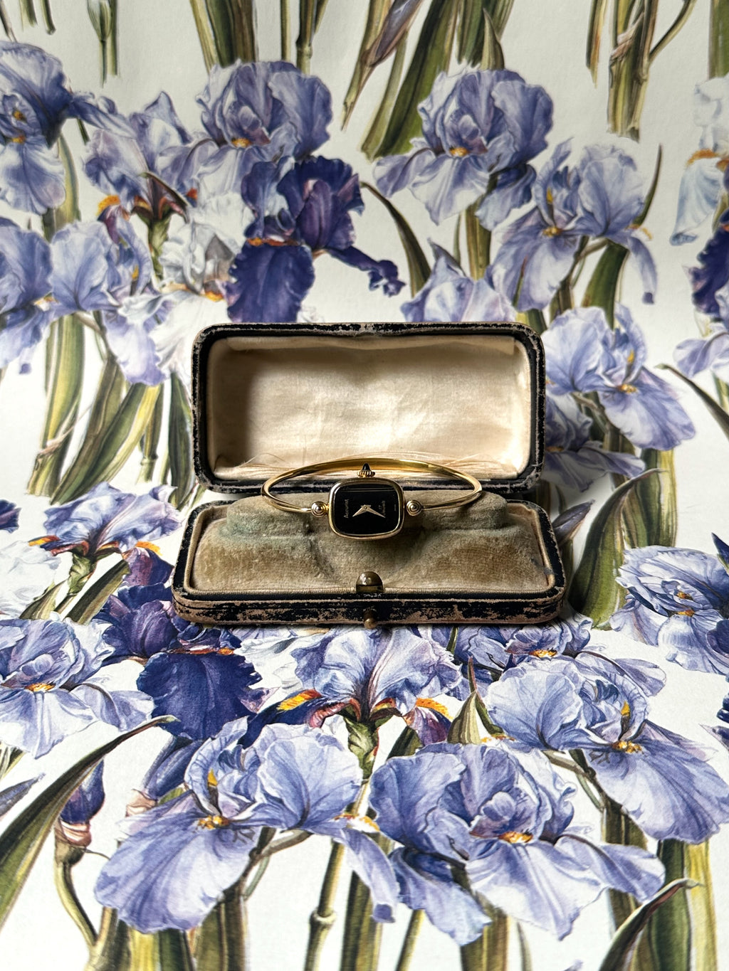1950s Accurist black dial mechanical bangle watch