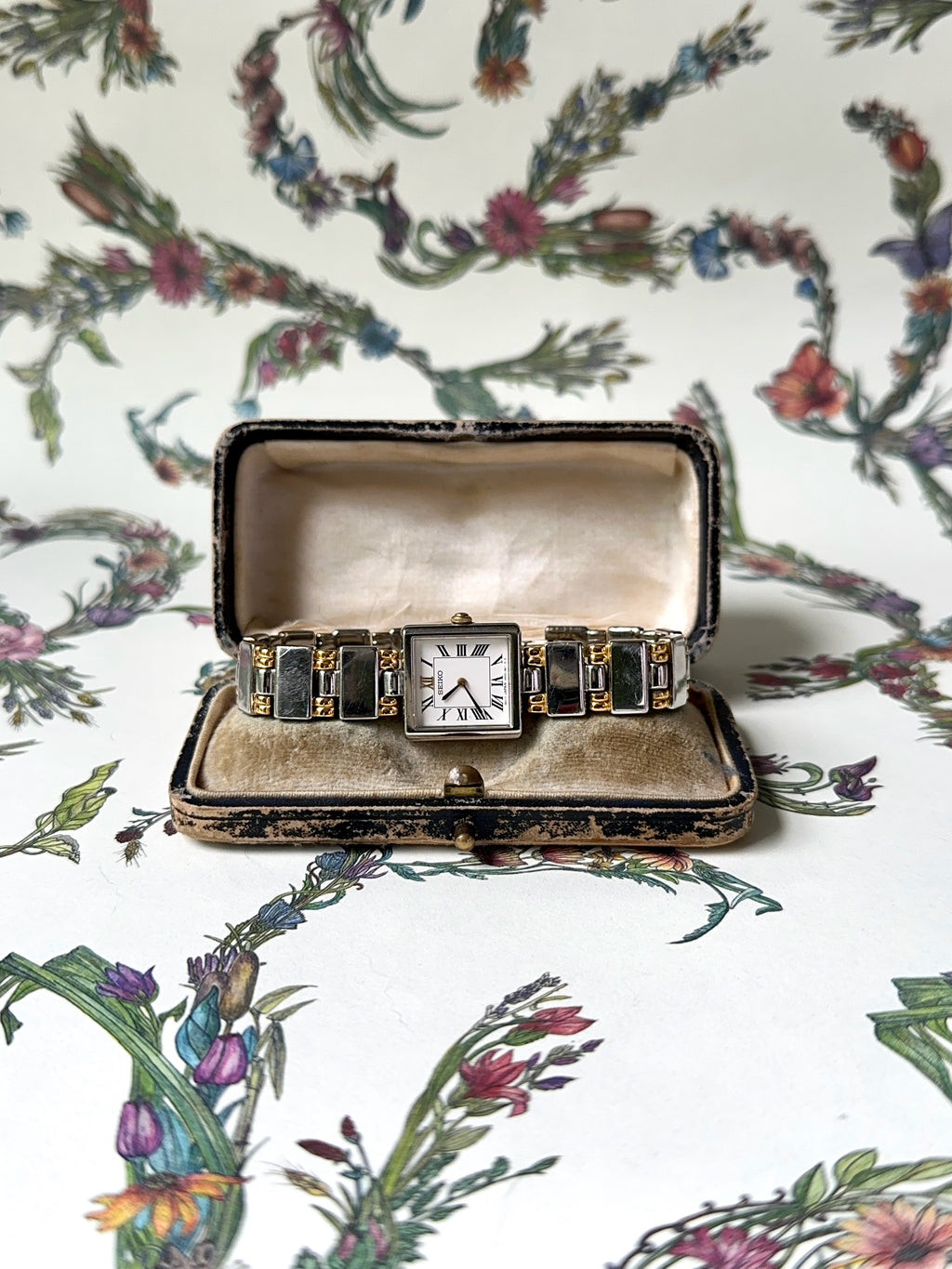 1980s Seiko two-tone square quartz watch