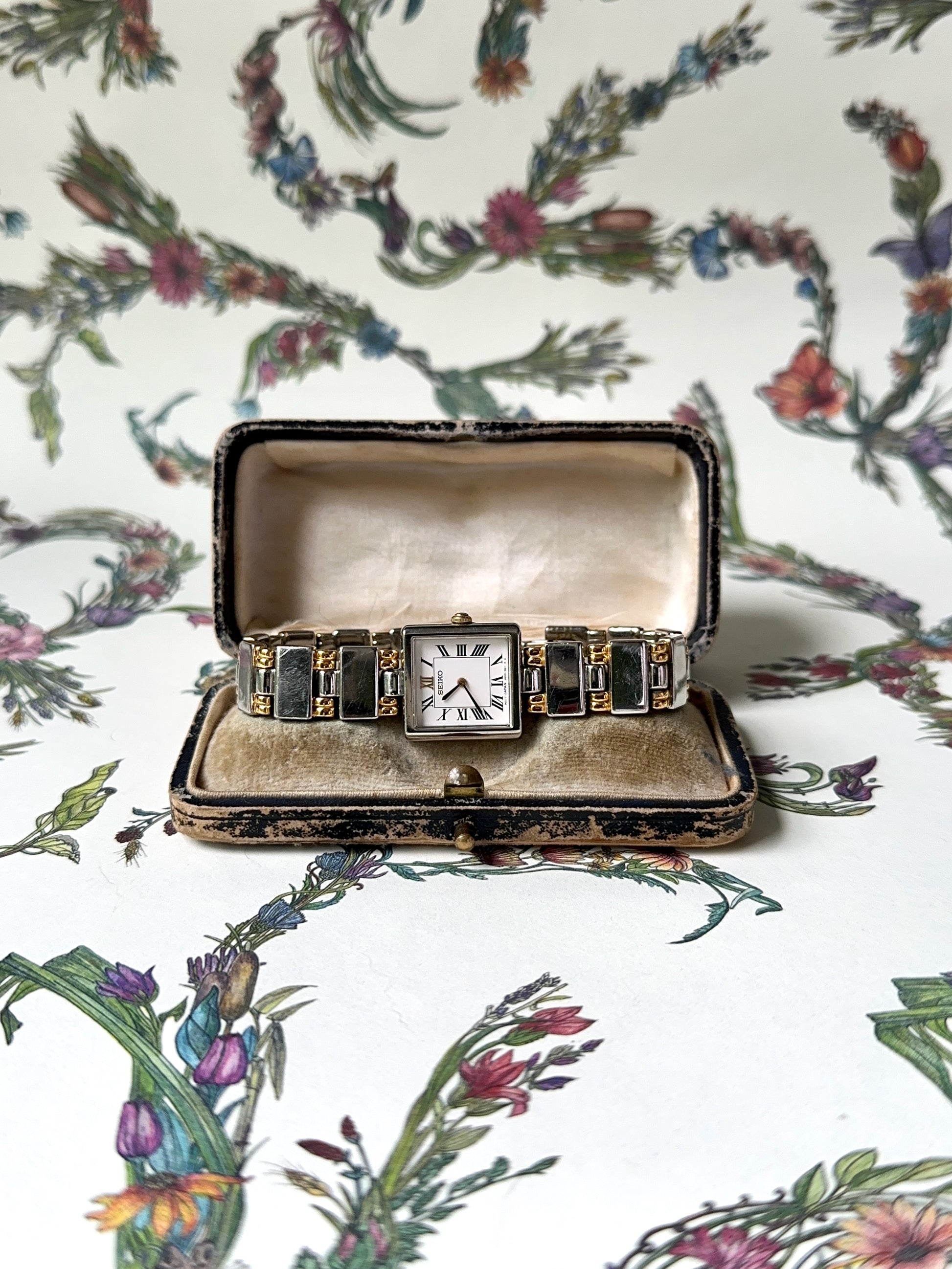 1980s Seiko two-tone square quartz watch