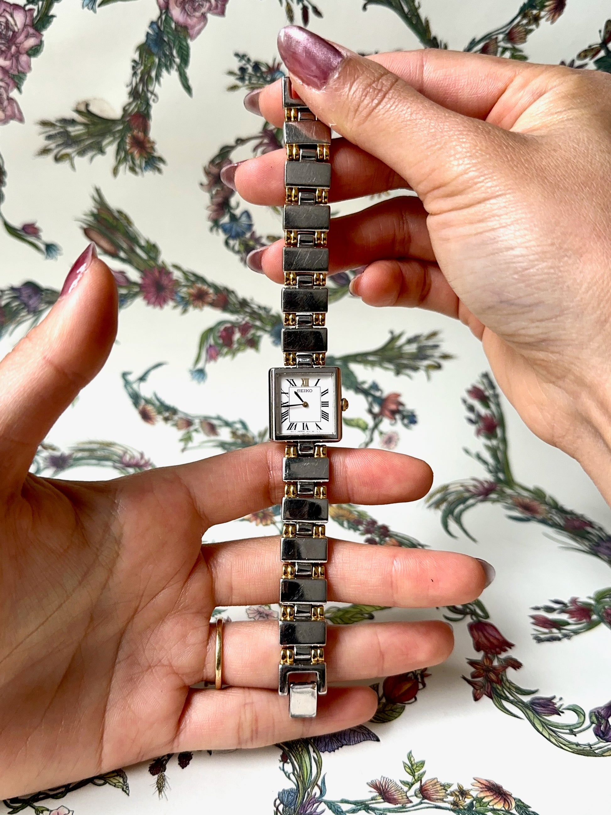 1980s Seiko two-tone square quartz watch