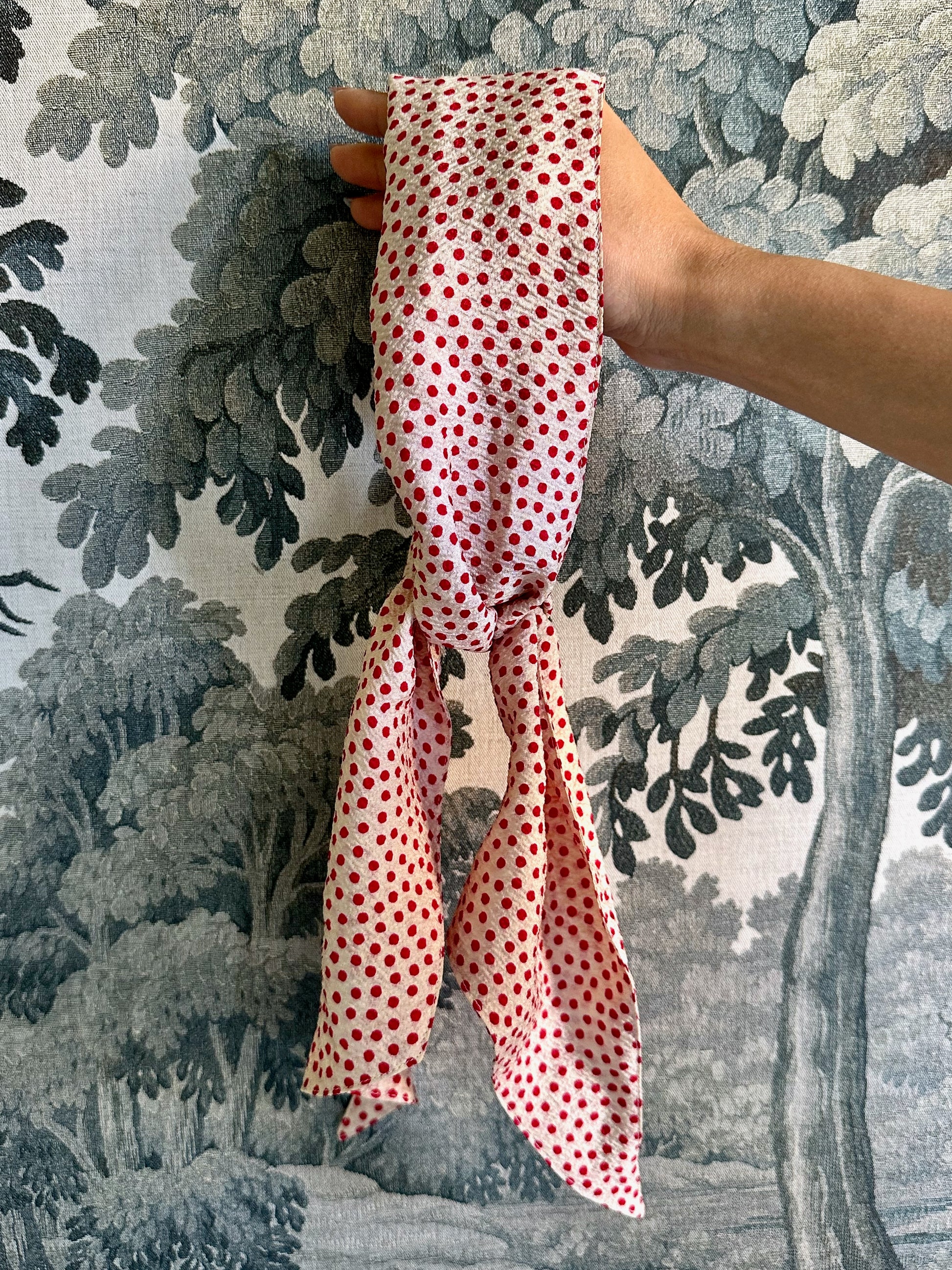 Vintage red & white polka dot neck scarf