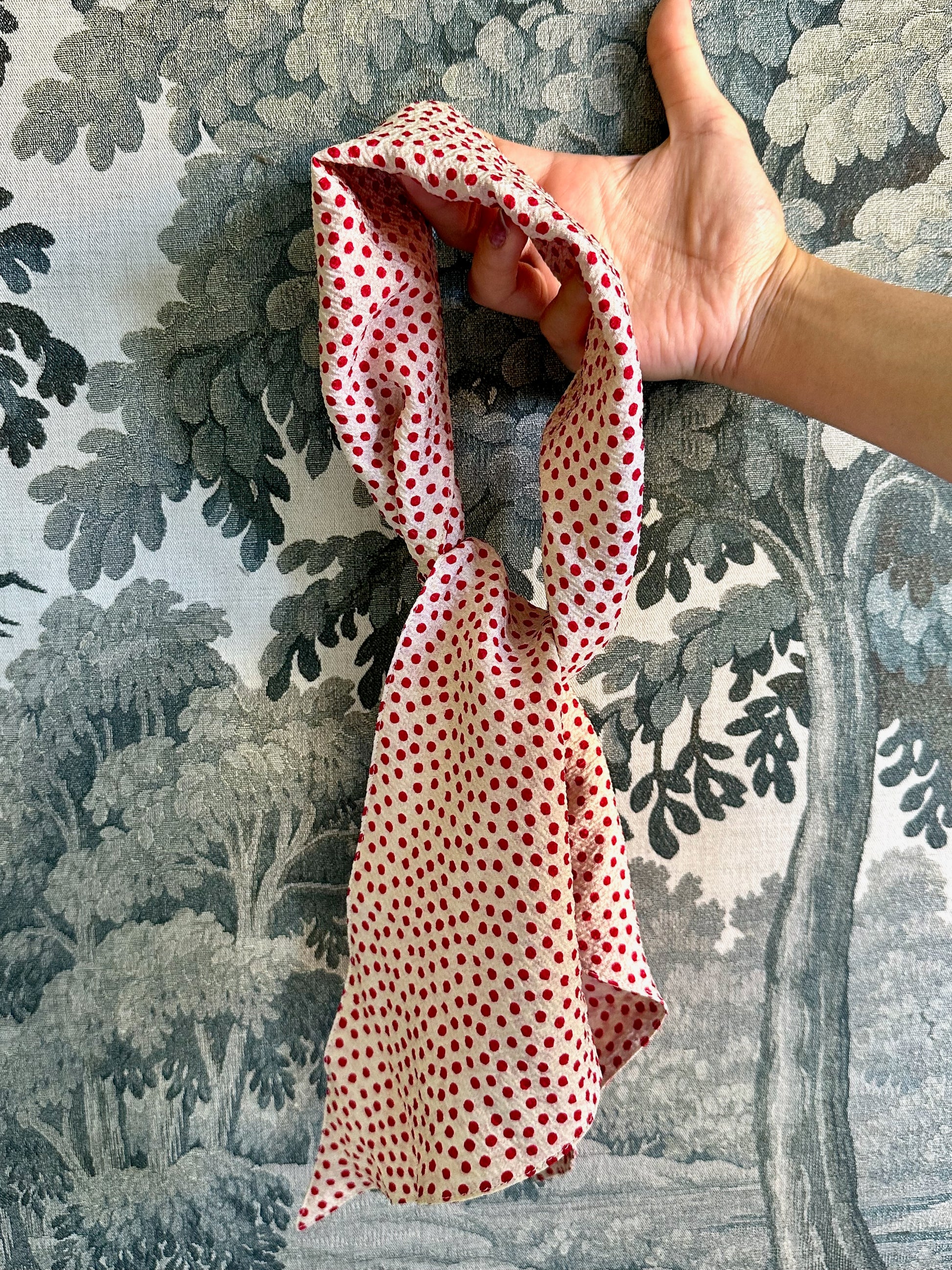 Vintage red & white polka dot neck scarf