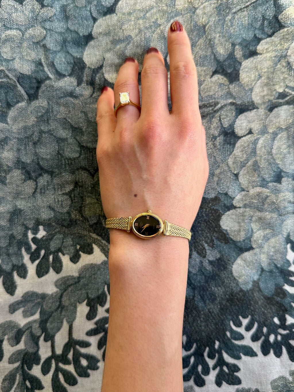 1980s Rotary black oval gold-plated quartz watch