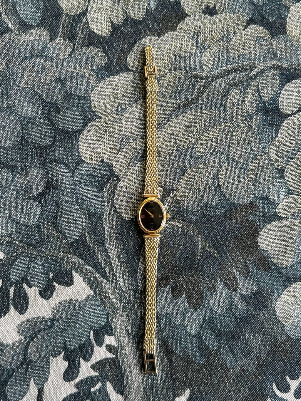 1980s Rotary black oval gold-plated quartz watch