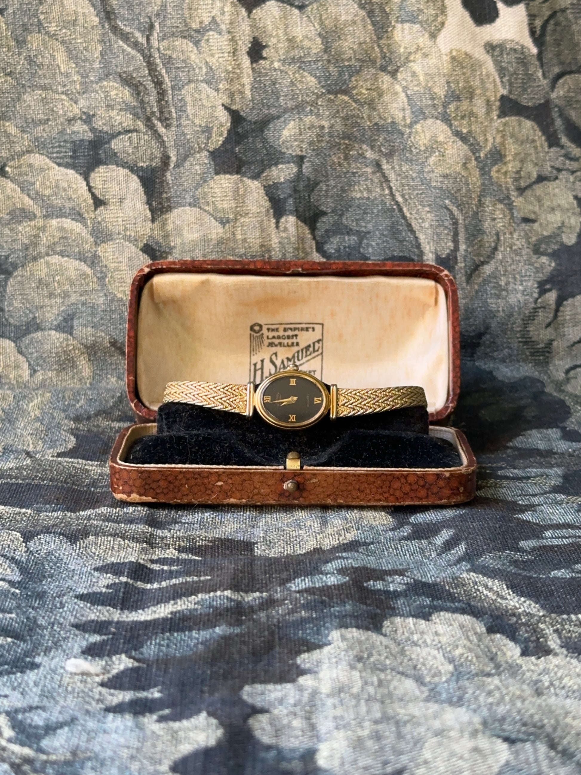 1980s Rotary black oval gold-plated quartz watch