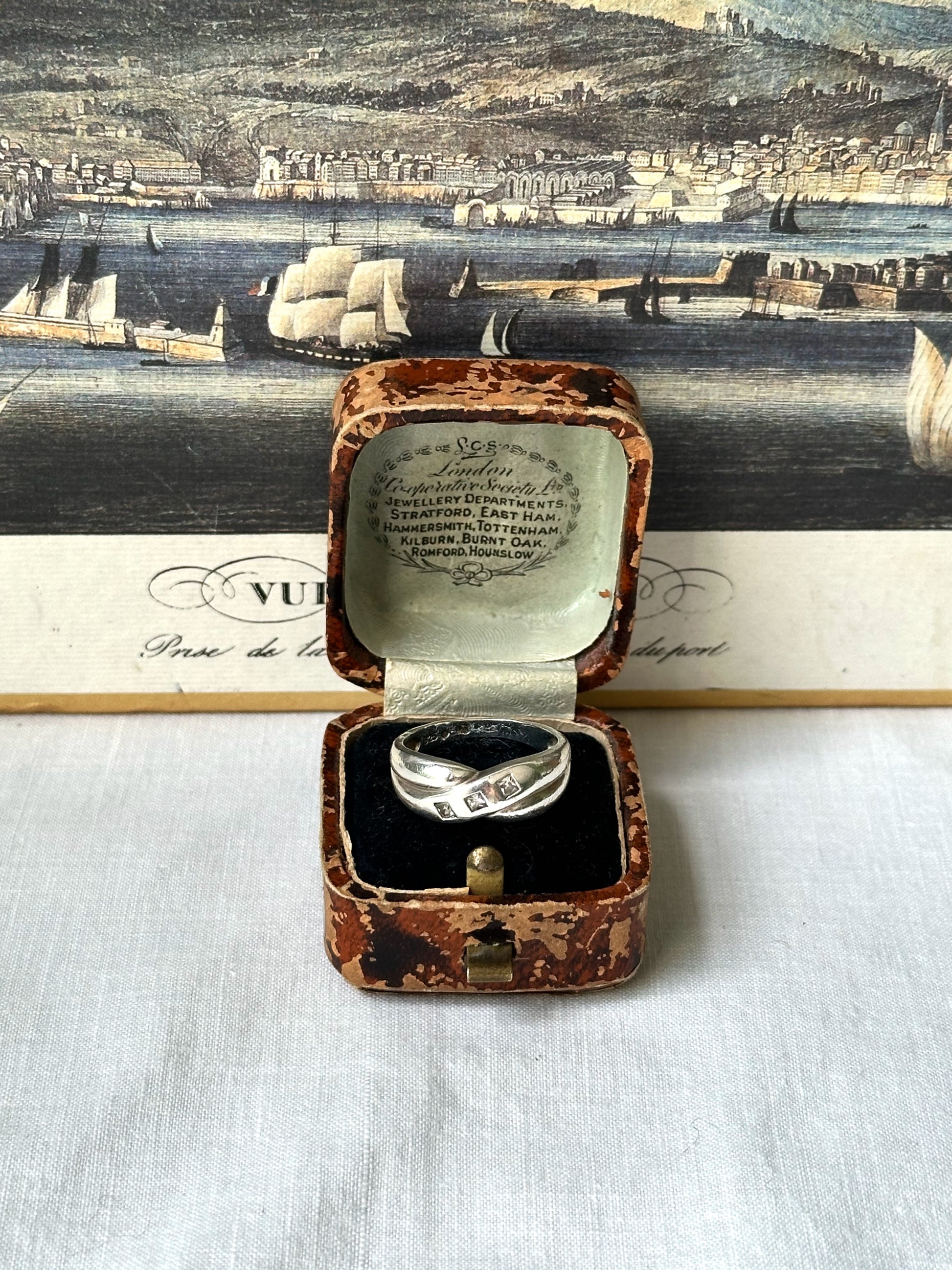 Vintage Three Rhinestone Sterling Silver Ring
