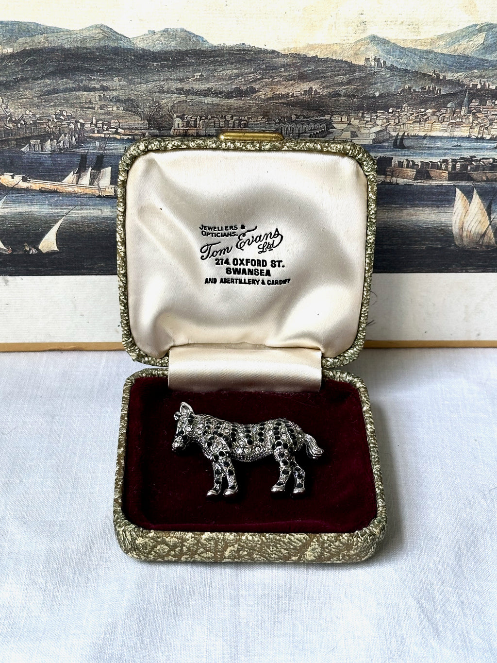 Vintage Zebra Rhinestone Brooch