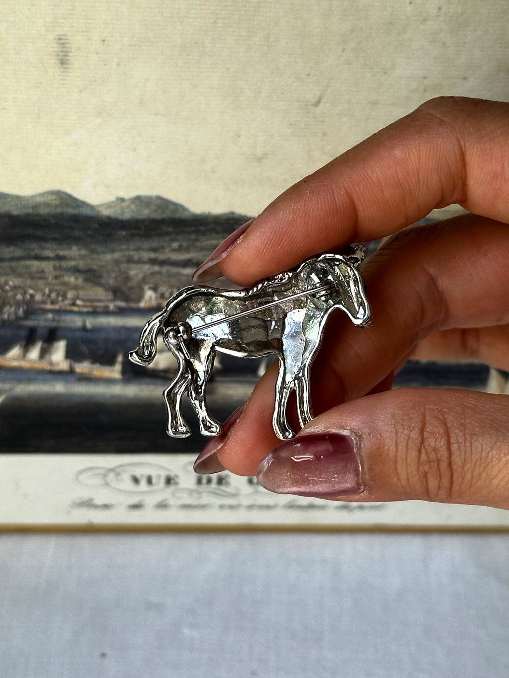 Vintage Zebra Rhinestone Brooch