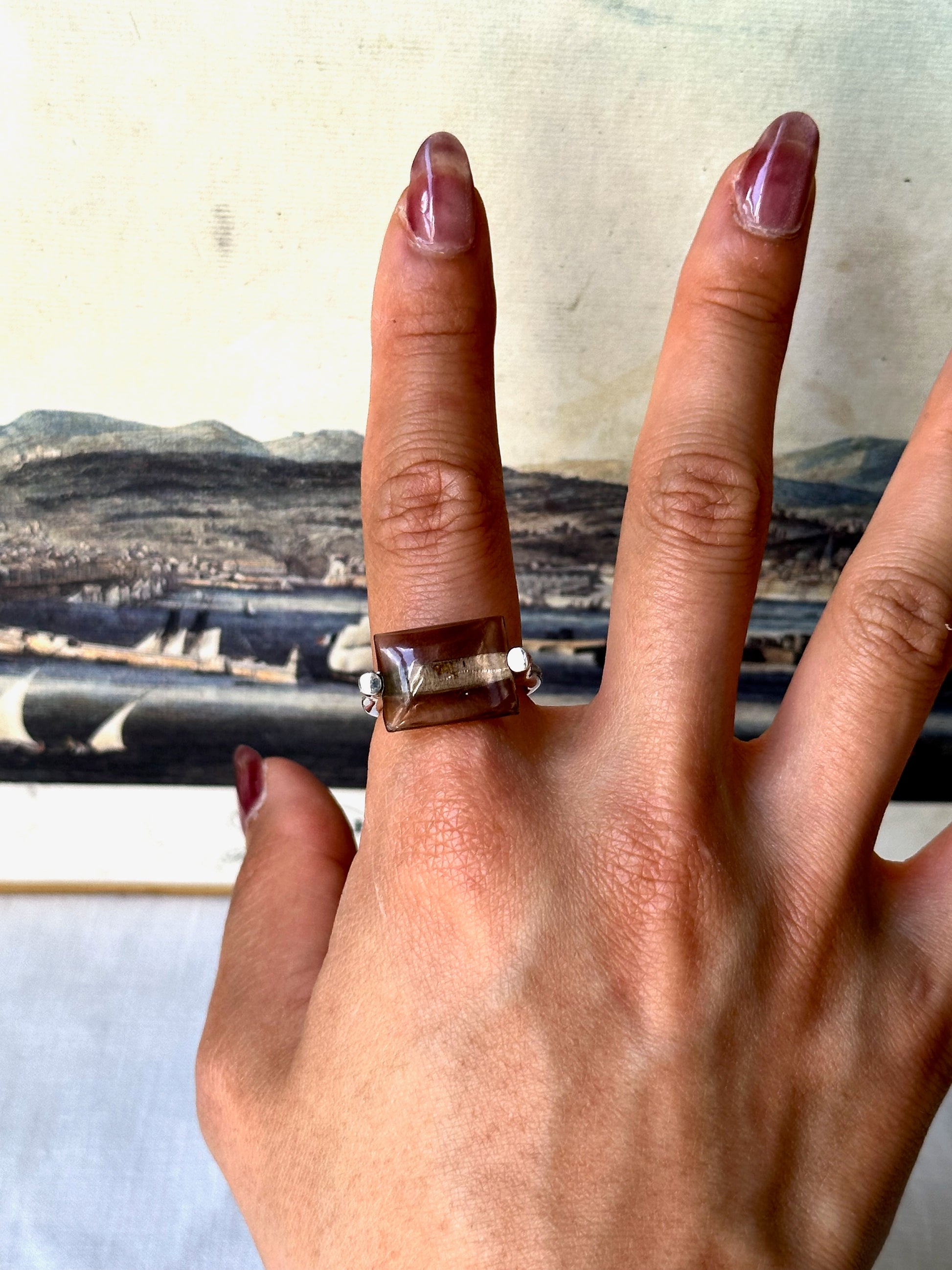 Vintage Smoky Quartz Sterling Silver Ring