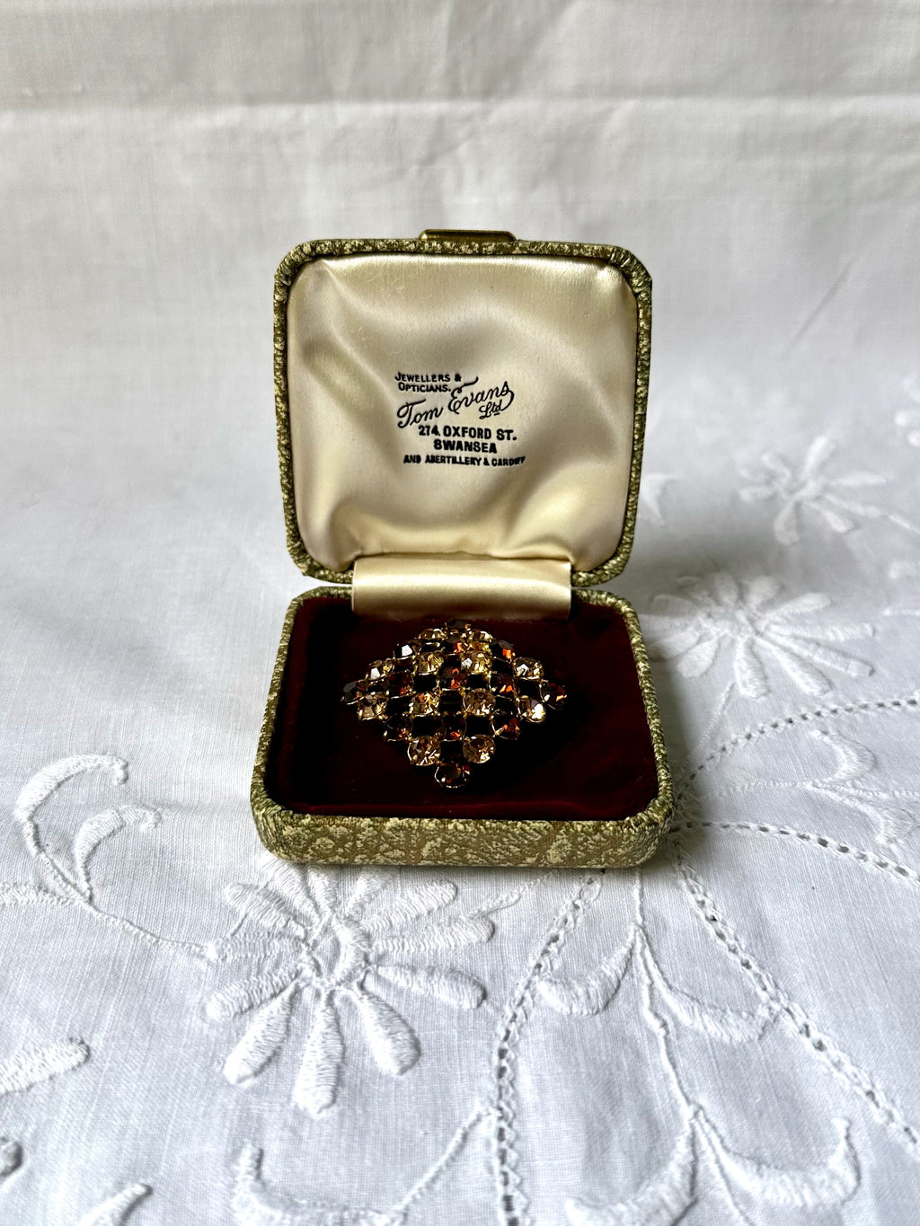 1960s Brown & Champagne Stone Brooch