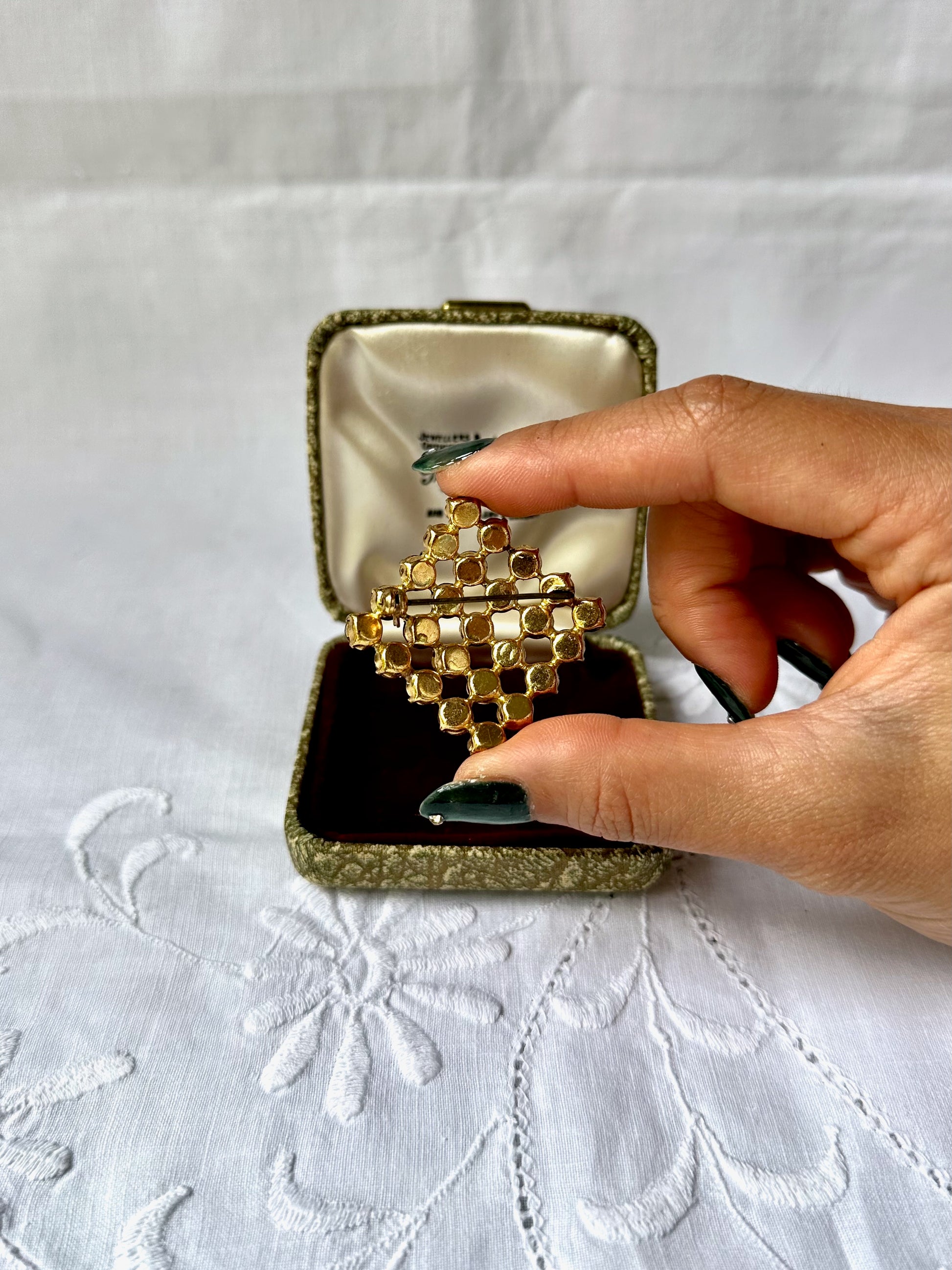 1960s Brown & Champagne Stone Brooch