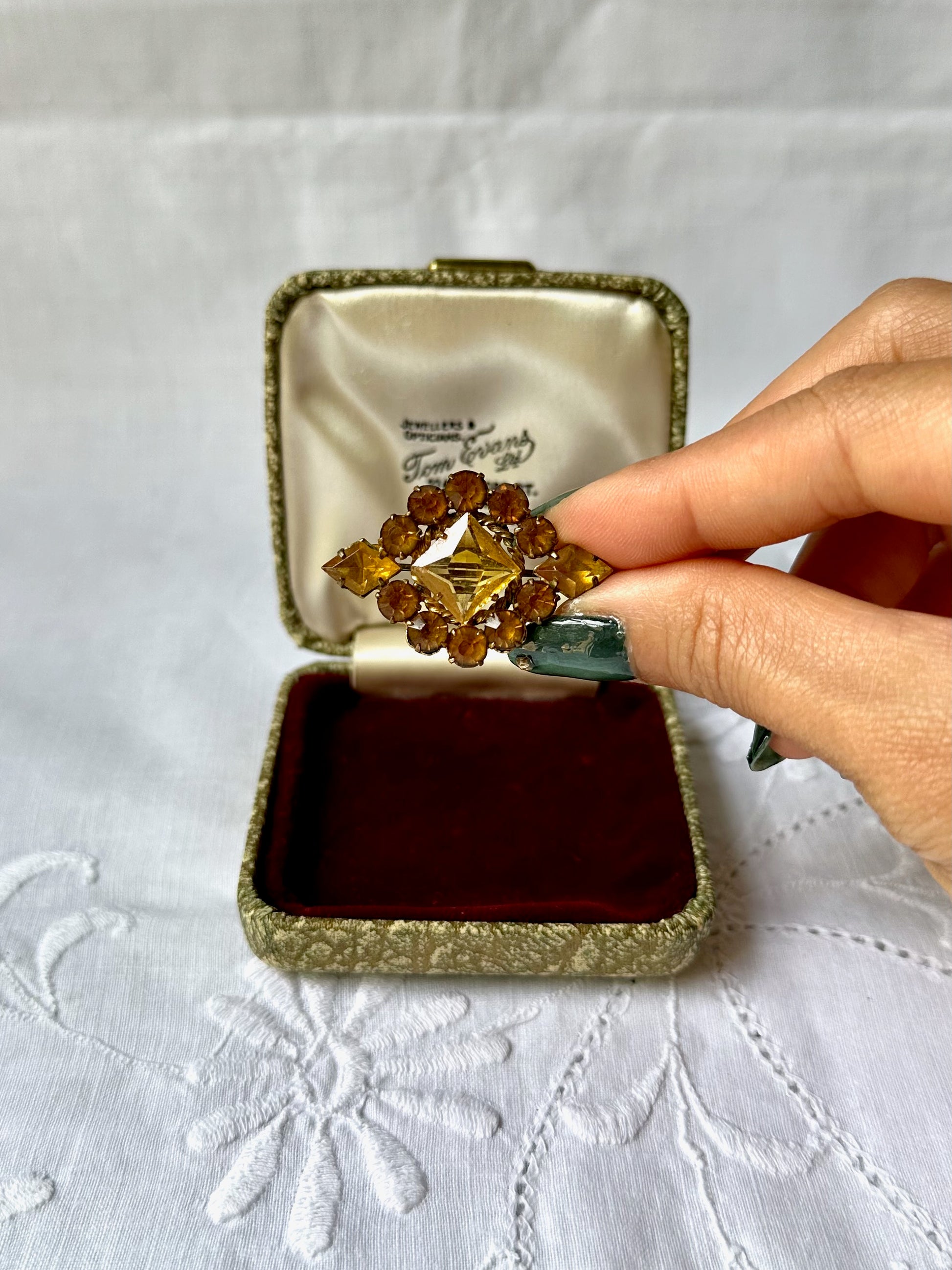 1940s Yellow Stone Brooch