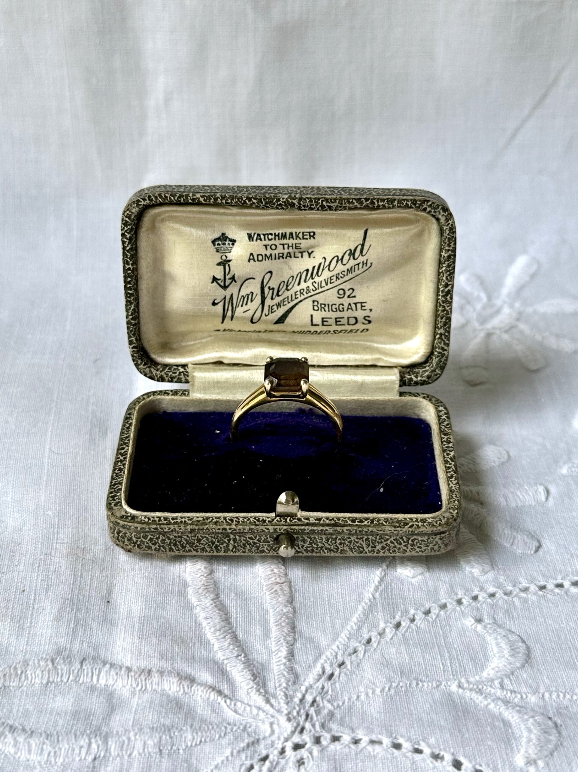 1970s Smoky Quartz Gold-Plated Silver Ring
