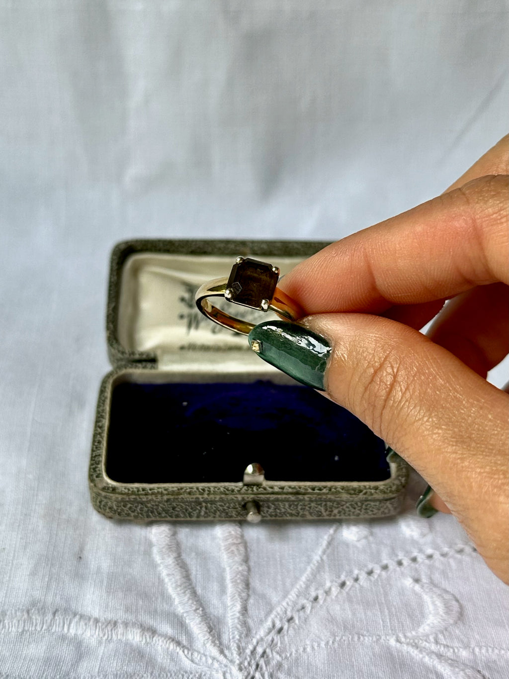 1970s Smoky Quartz Gold-Plated Silver Ring