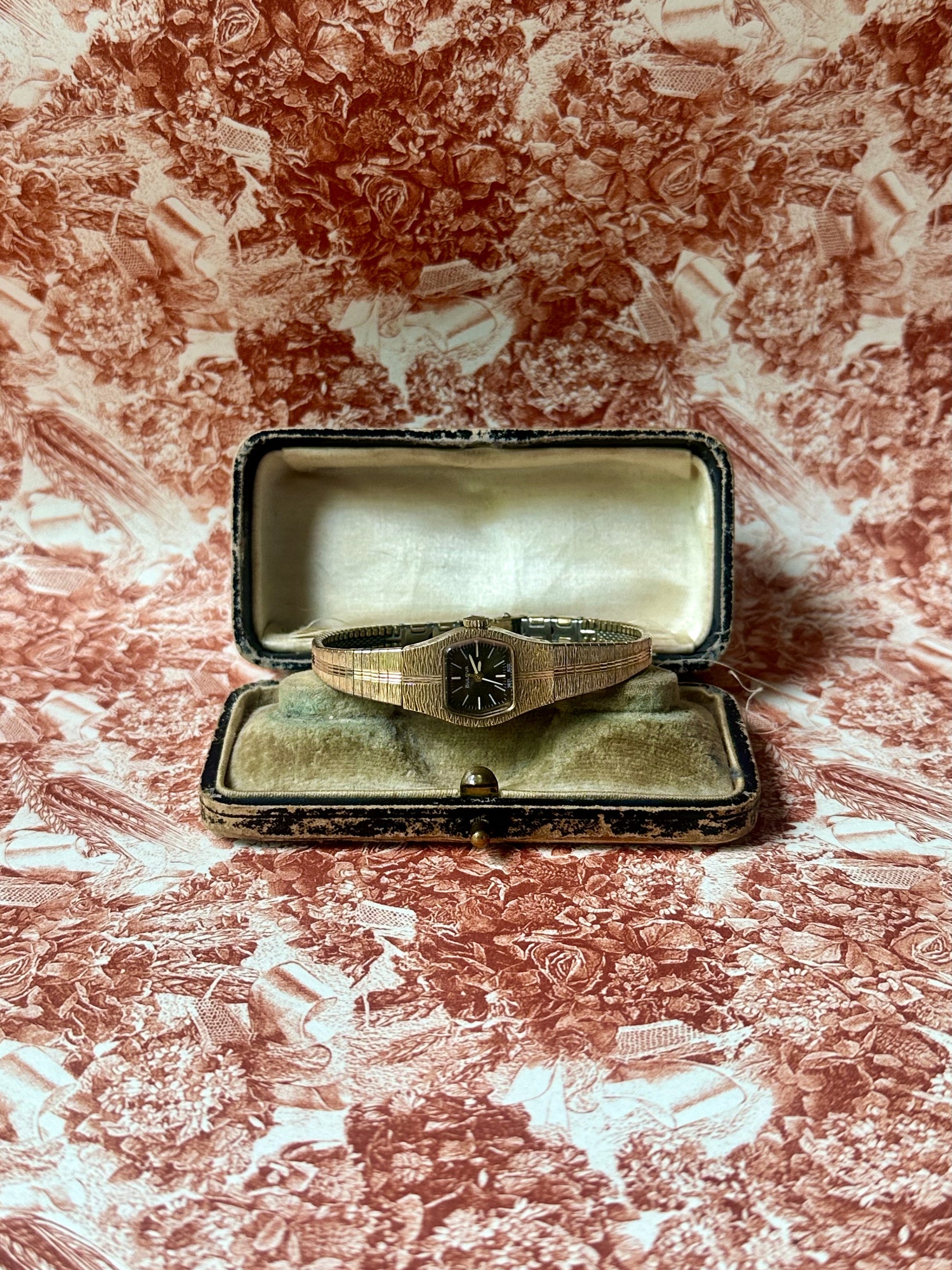 1970s Bulova brown dial gold-plated mechanical watch