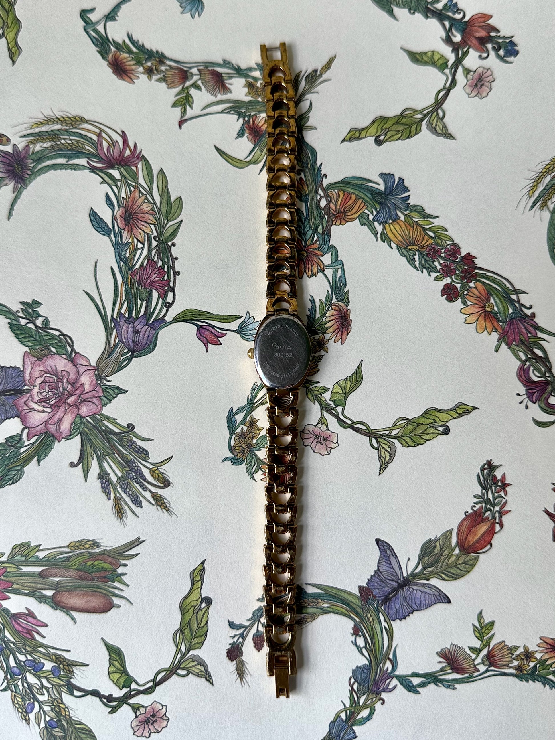 1980s Avia mother of pearl gold-plated watch