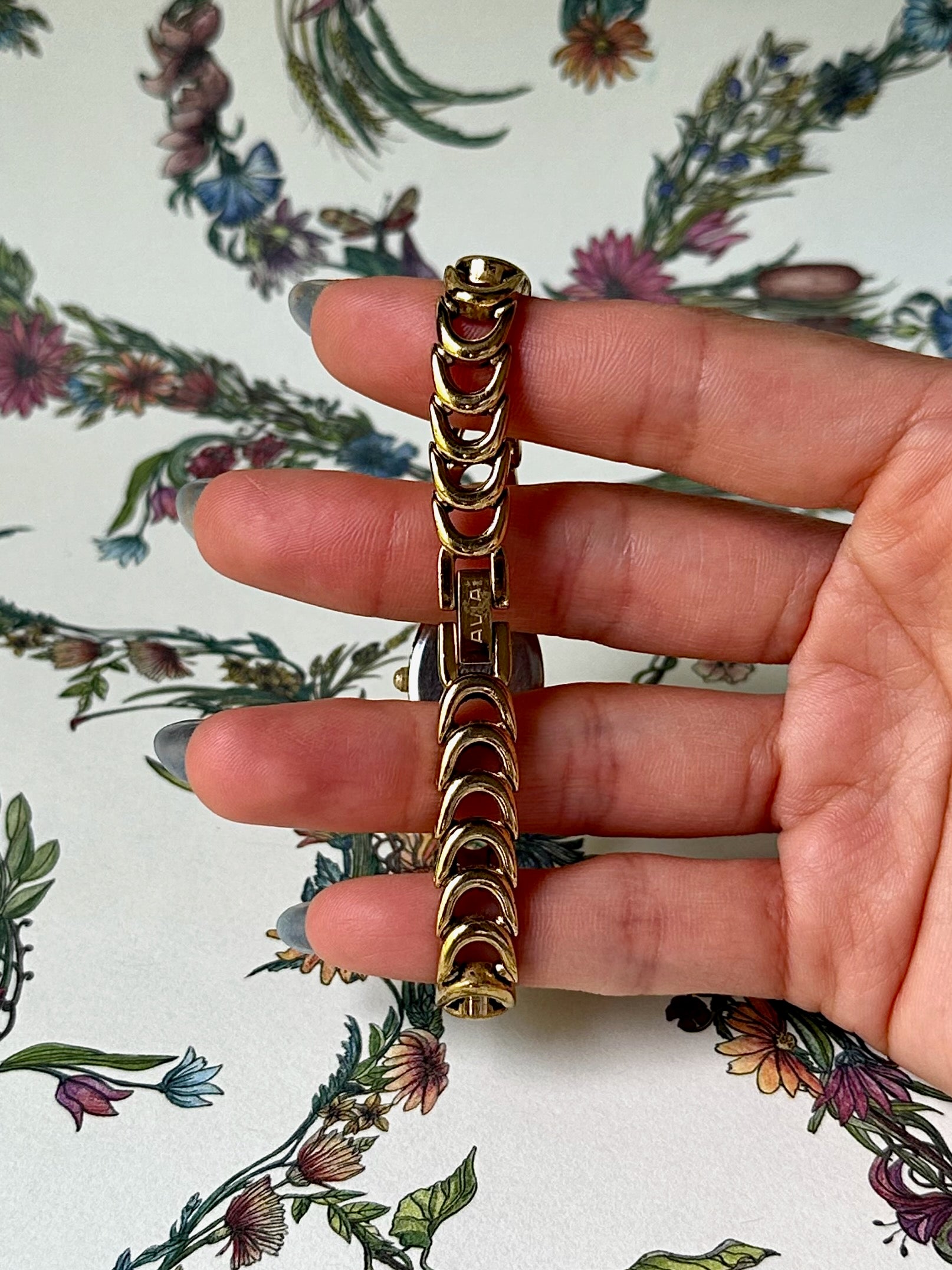 1980s Avia mother of pearl gold-plated watch