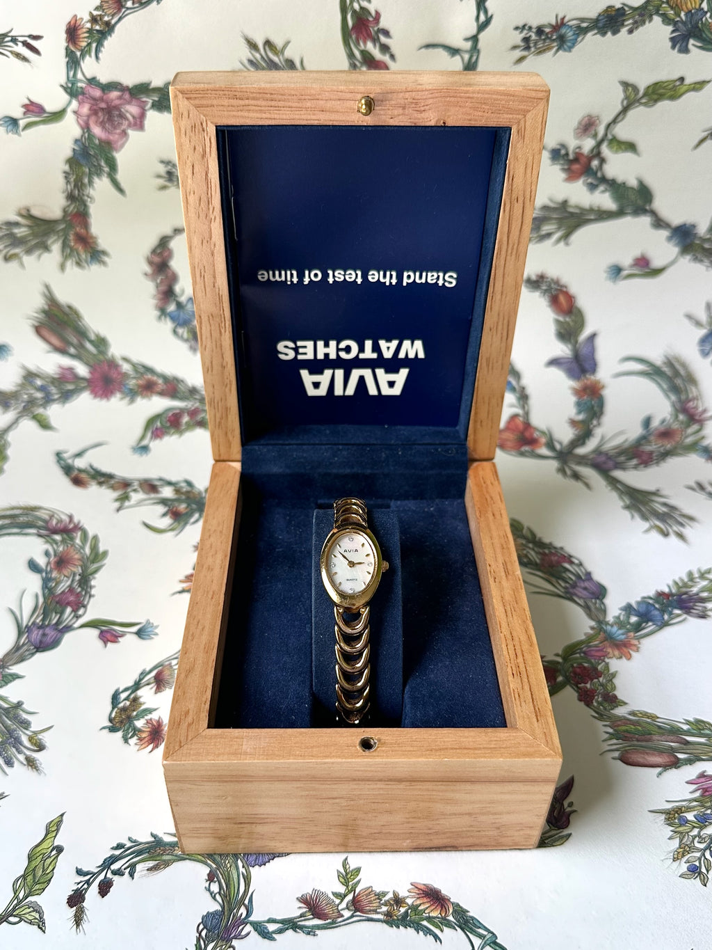 1980s Avia mother of pearl gold-plated watch