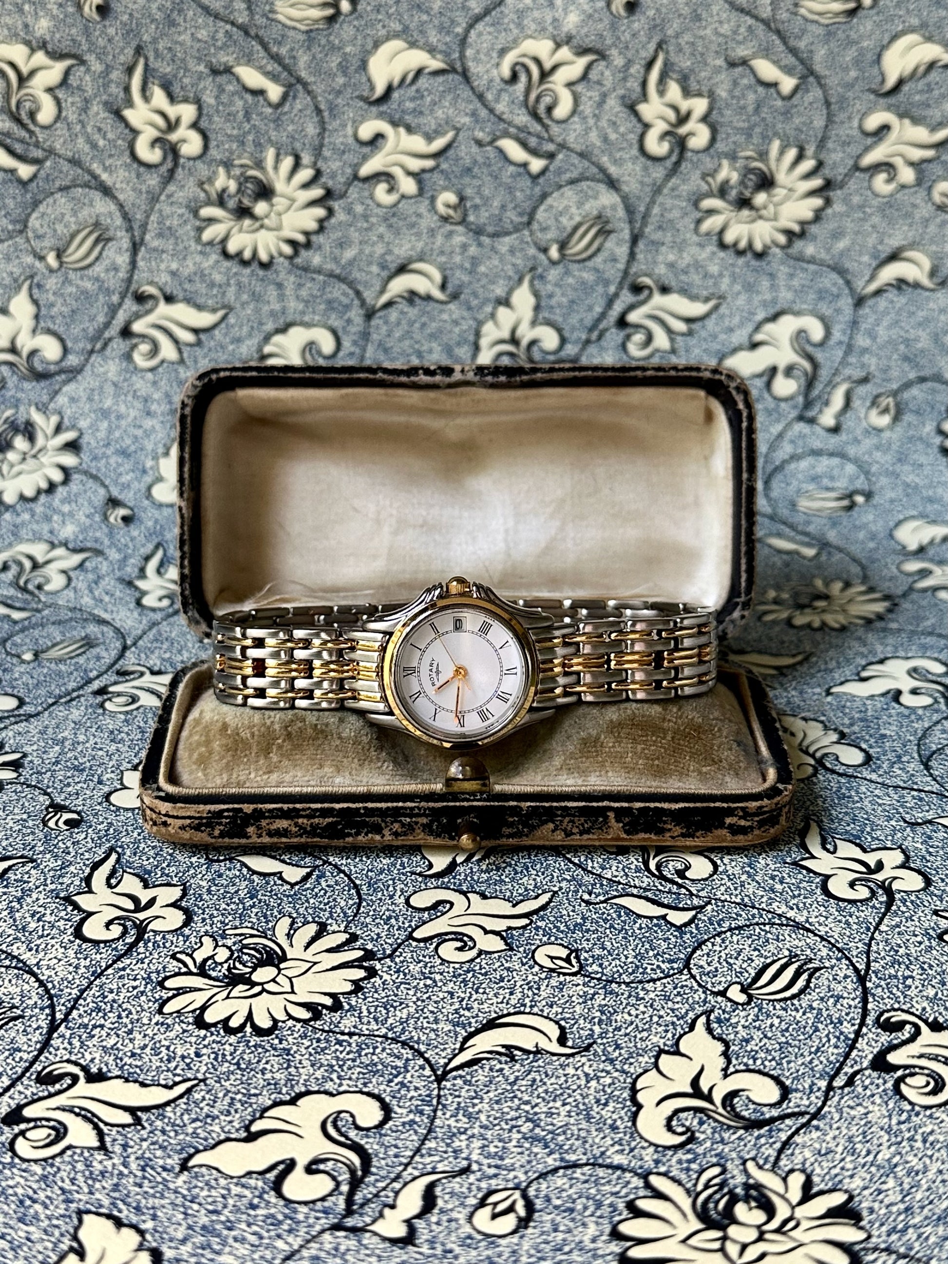 1980s Rotary two tone date window quartz watch