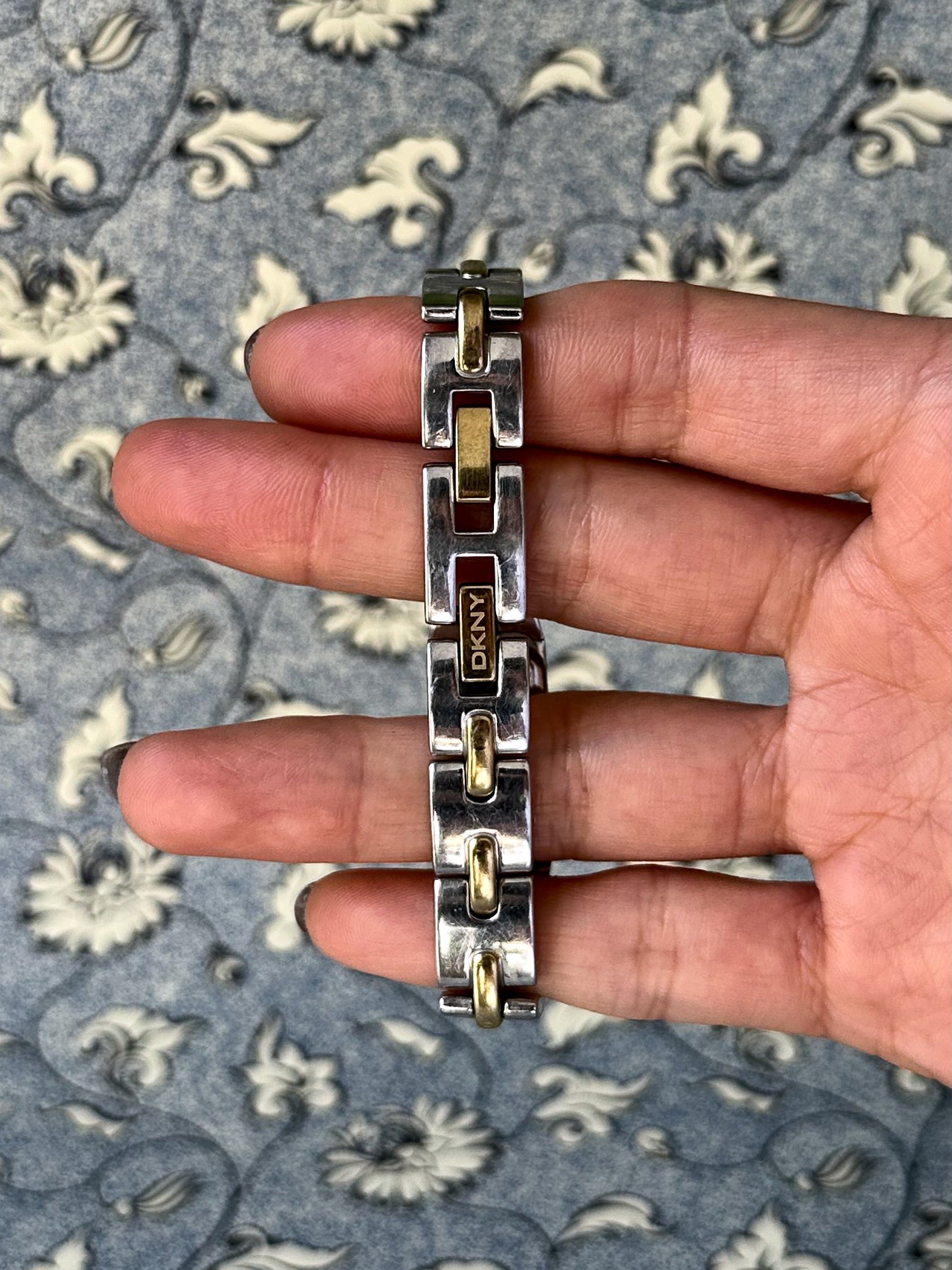 1980s DKNY two-tone quartz watch